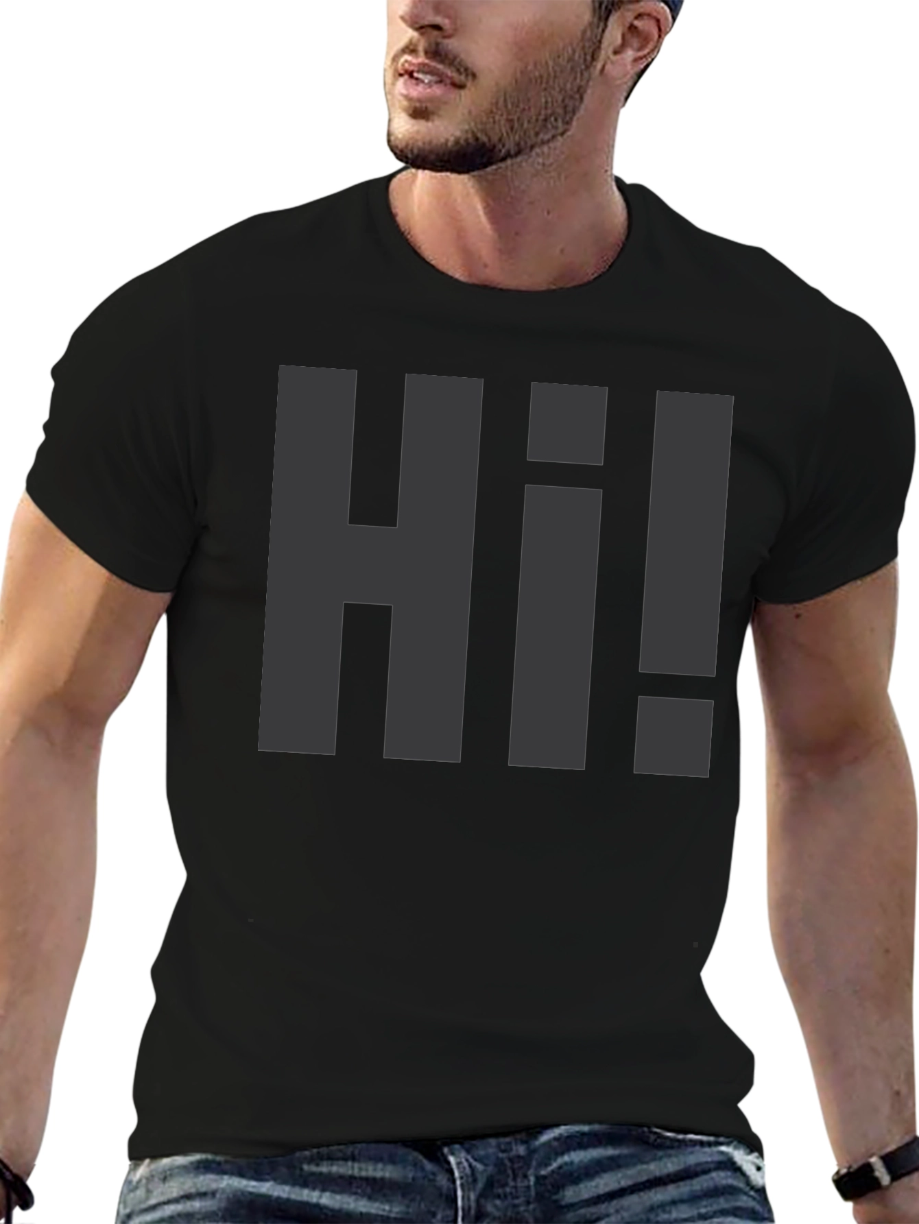 Hi! Graphic Print T-Shirt - Casual Wear
