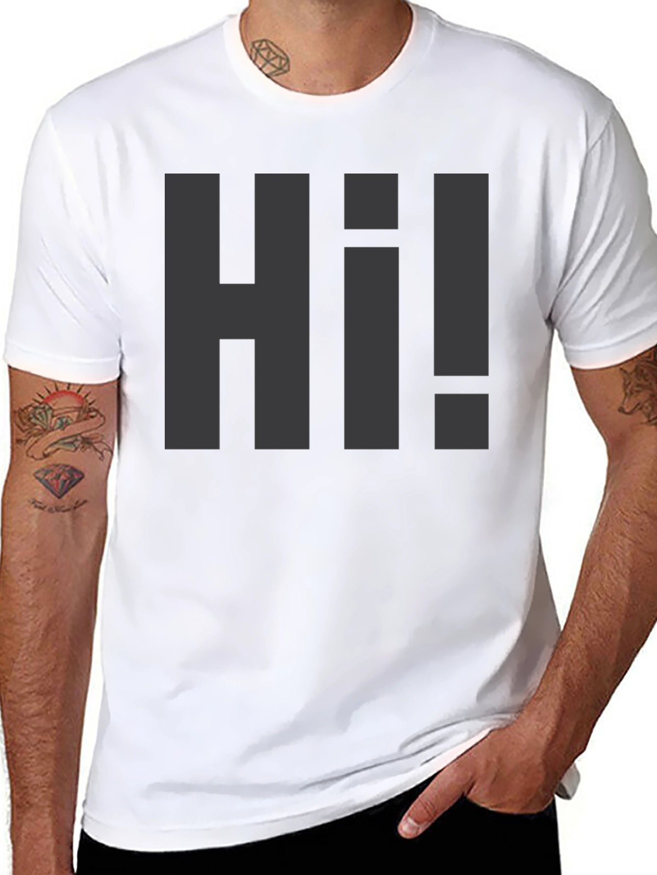 Hi! Graphic Print T-Shirt - Casual Wear