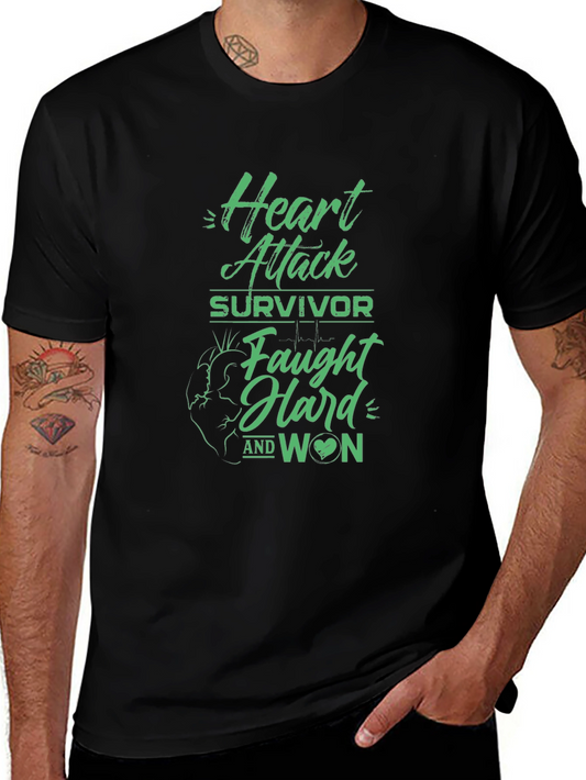Heart Attack Survivor T-Shirt - Green Graphic Print