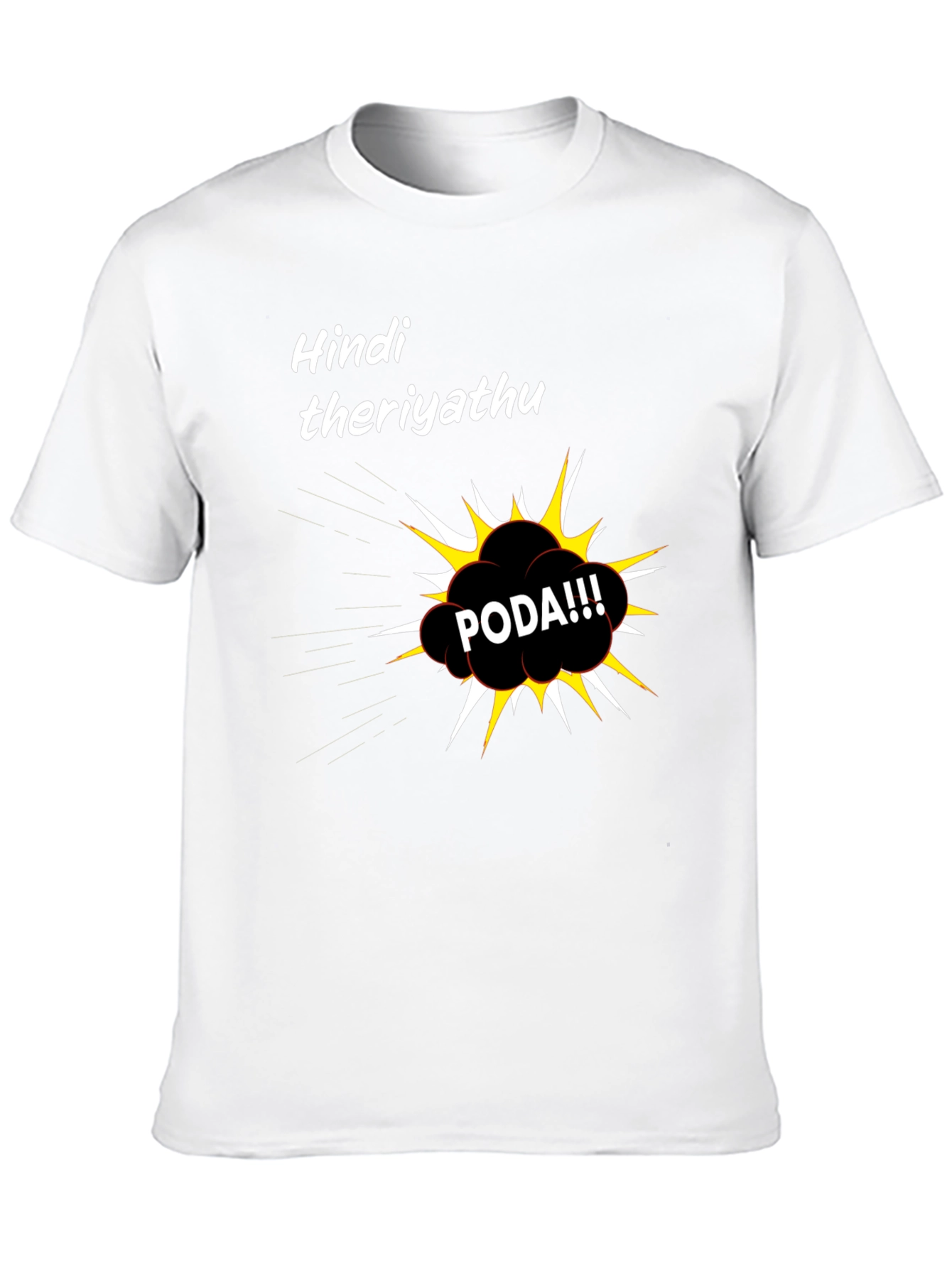 Hindi Theriyathu PODA Black Graphic T-Shirt