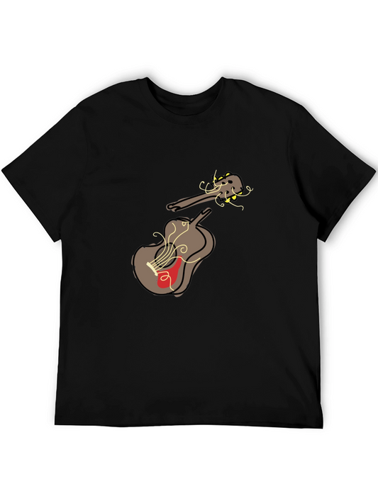 Abstract Guitar Graphic Tee - Unisex Black T-Shirt