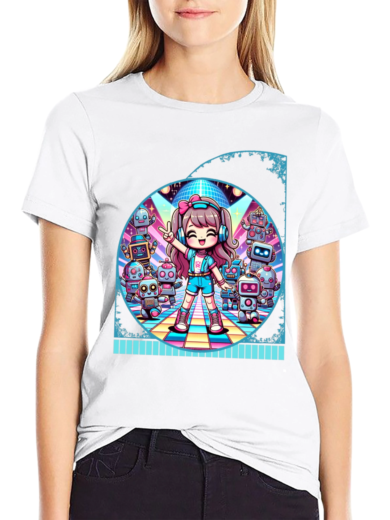 Anime Girl Robot Disco T-Shirt