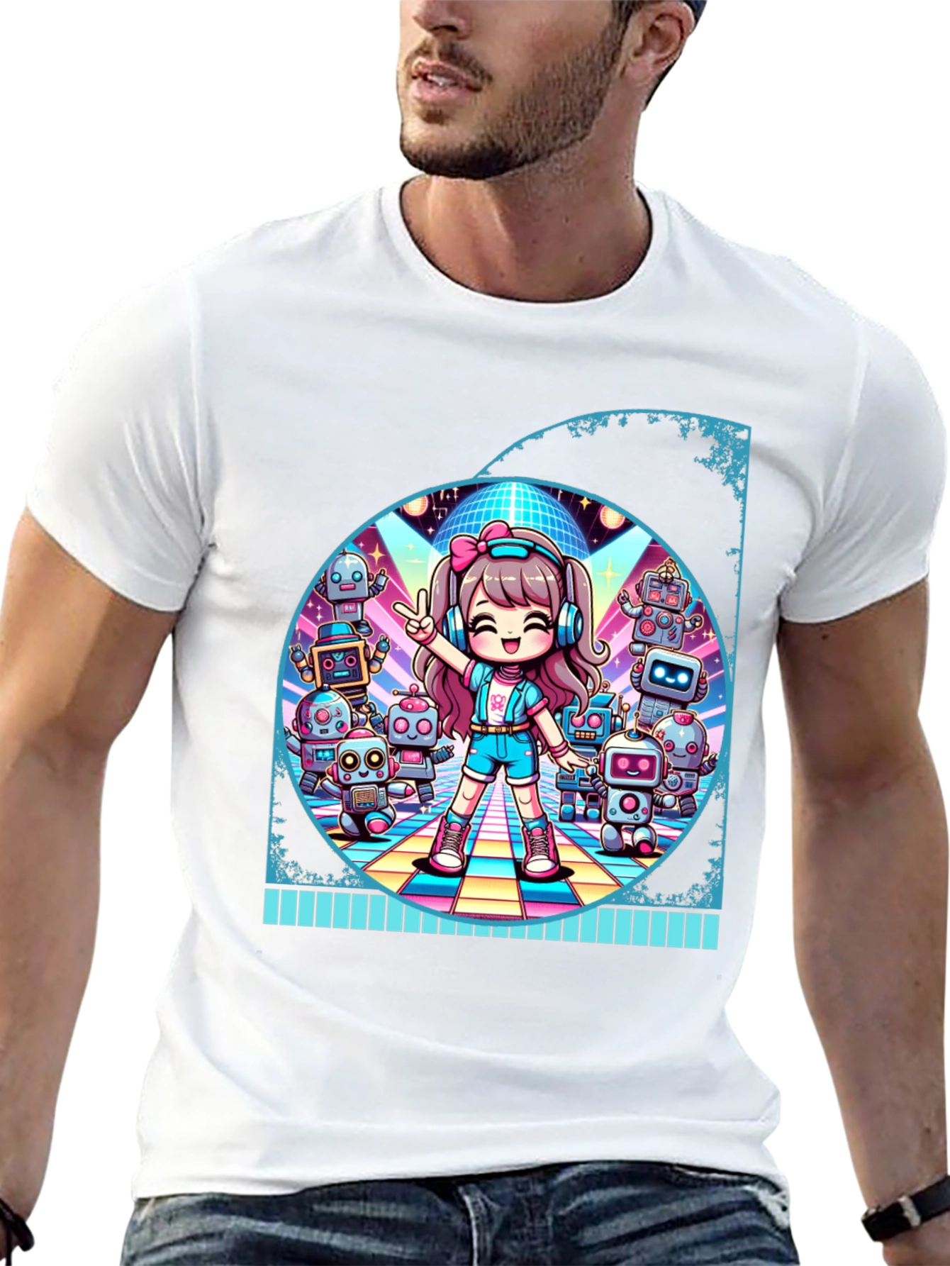 Anime Girl Robot Disco T-Shirt