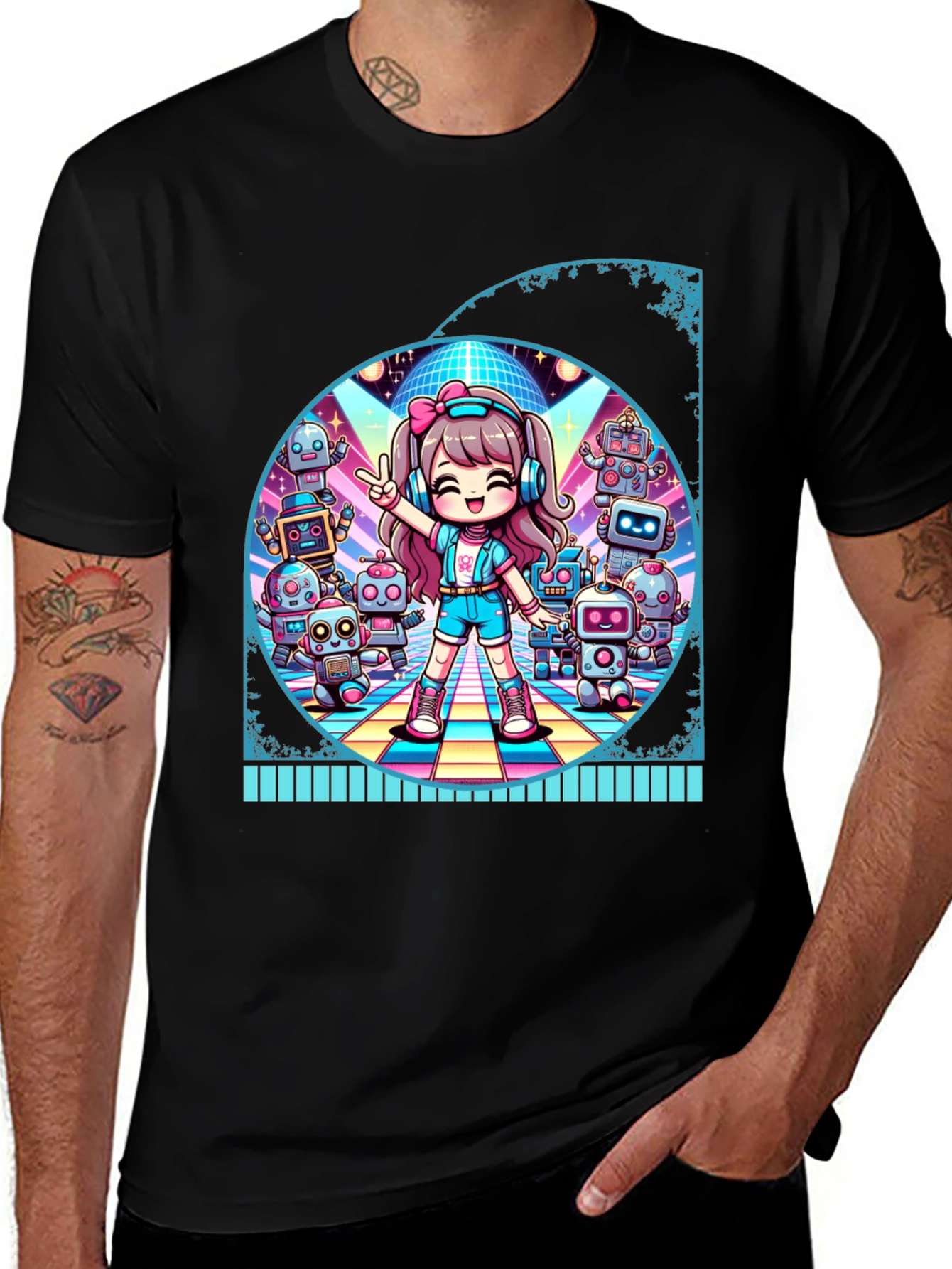 Anime Girl Robot Disco T-Shirt