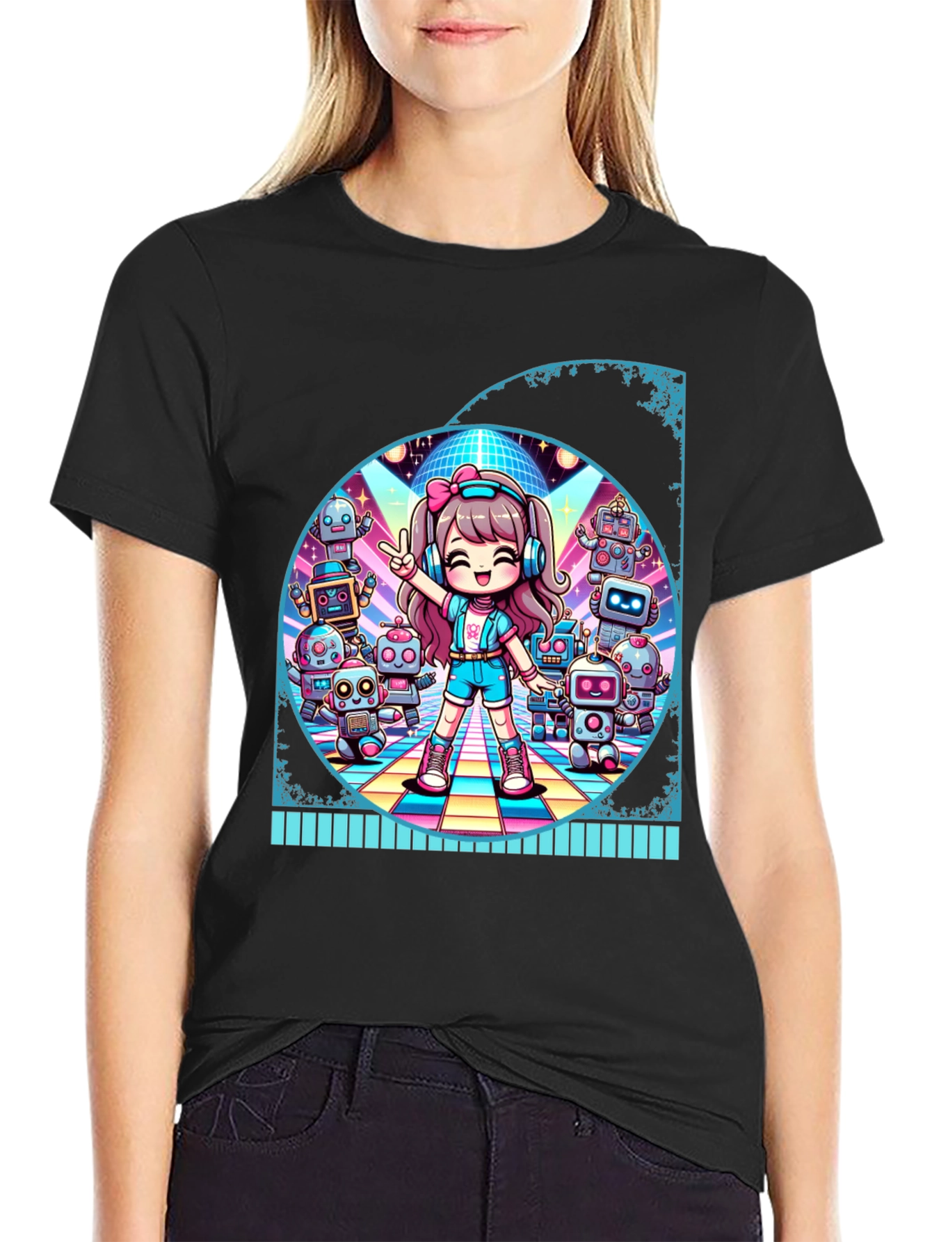 Anime Girl Robot Disco T-Shirt