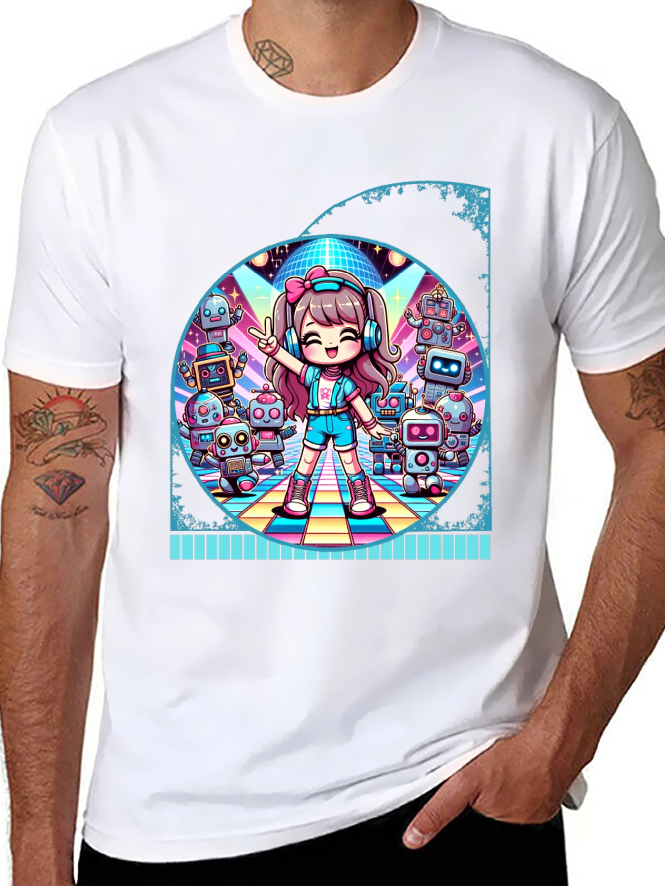 Anime Girl Robot Disco T-Shirt