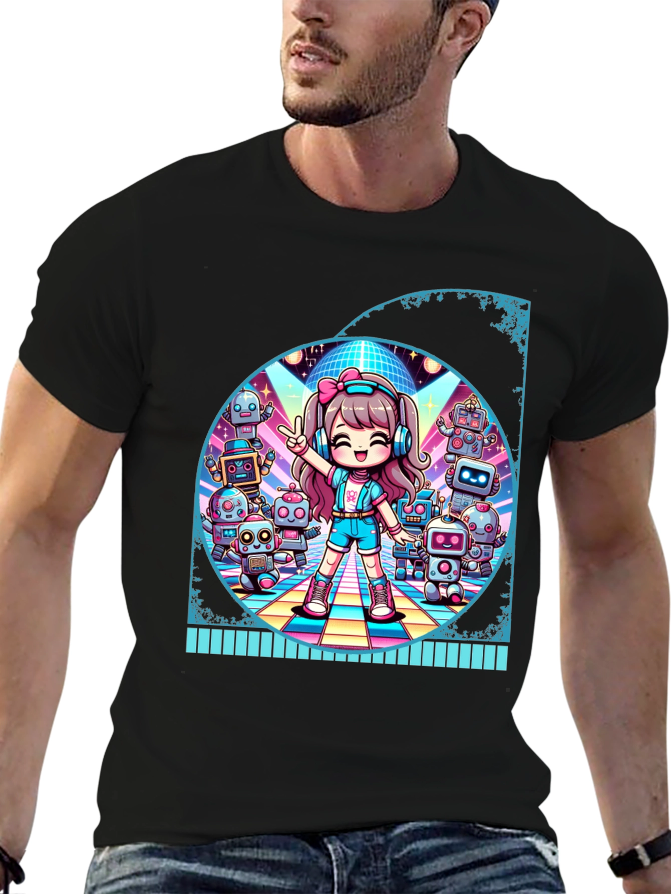 Anime Girl Robot Disco T-Shirt