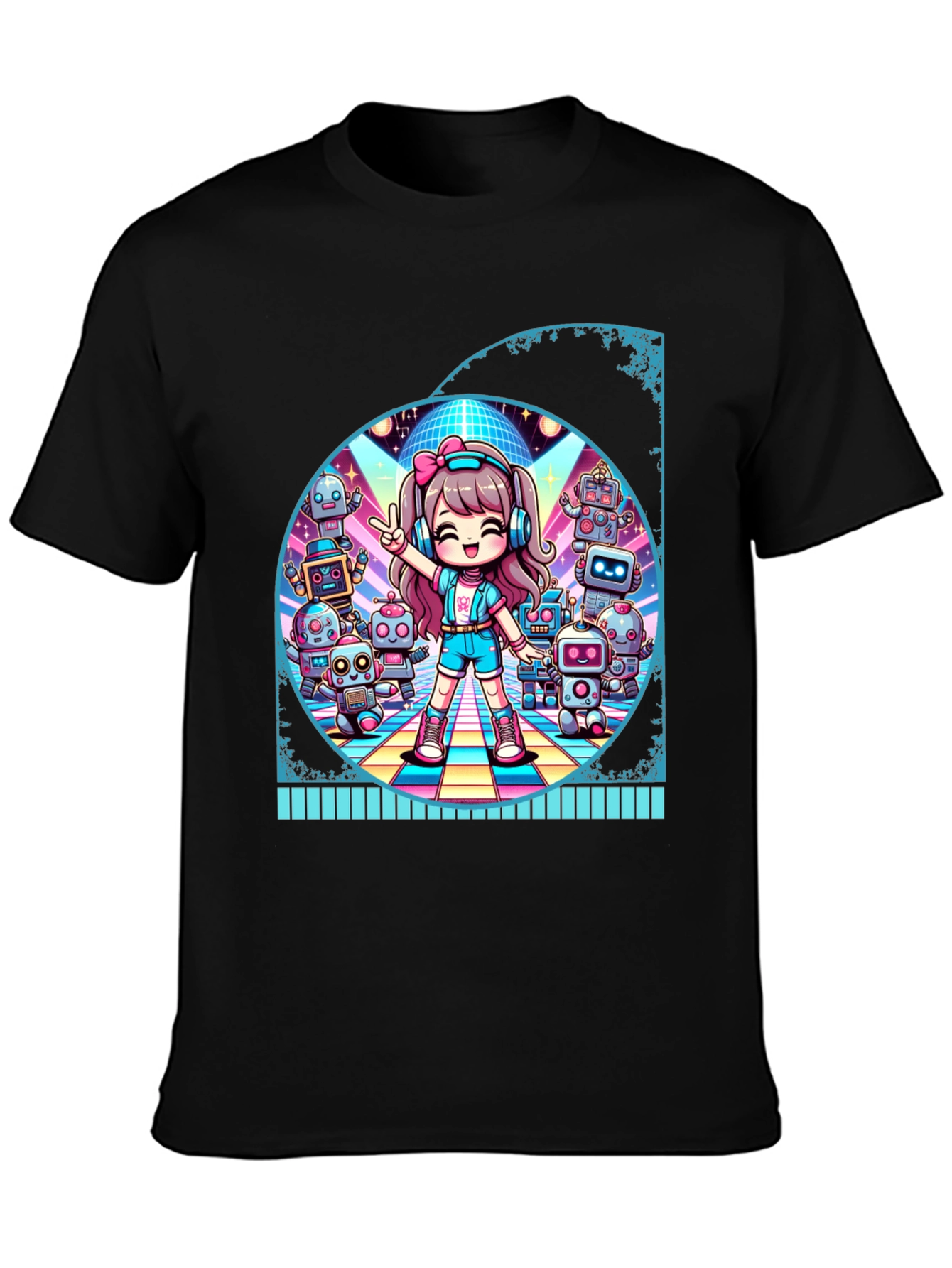 Anime Girl Robot Disco T-Shirt