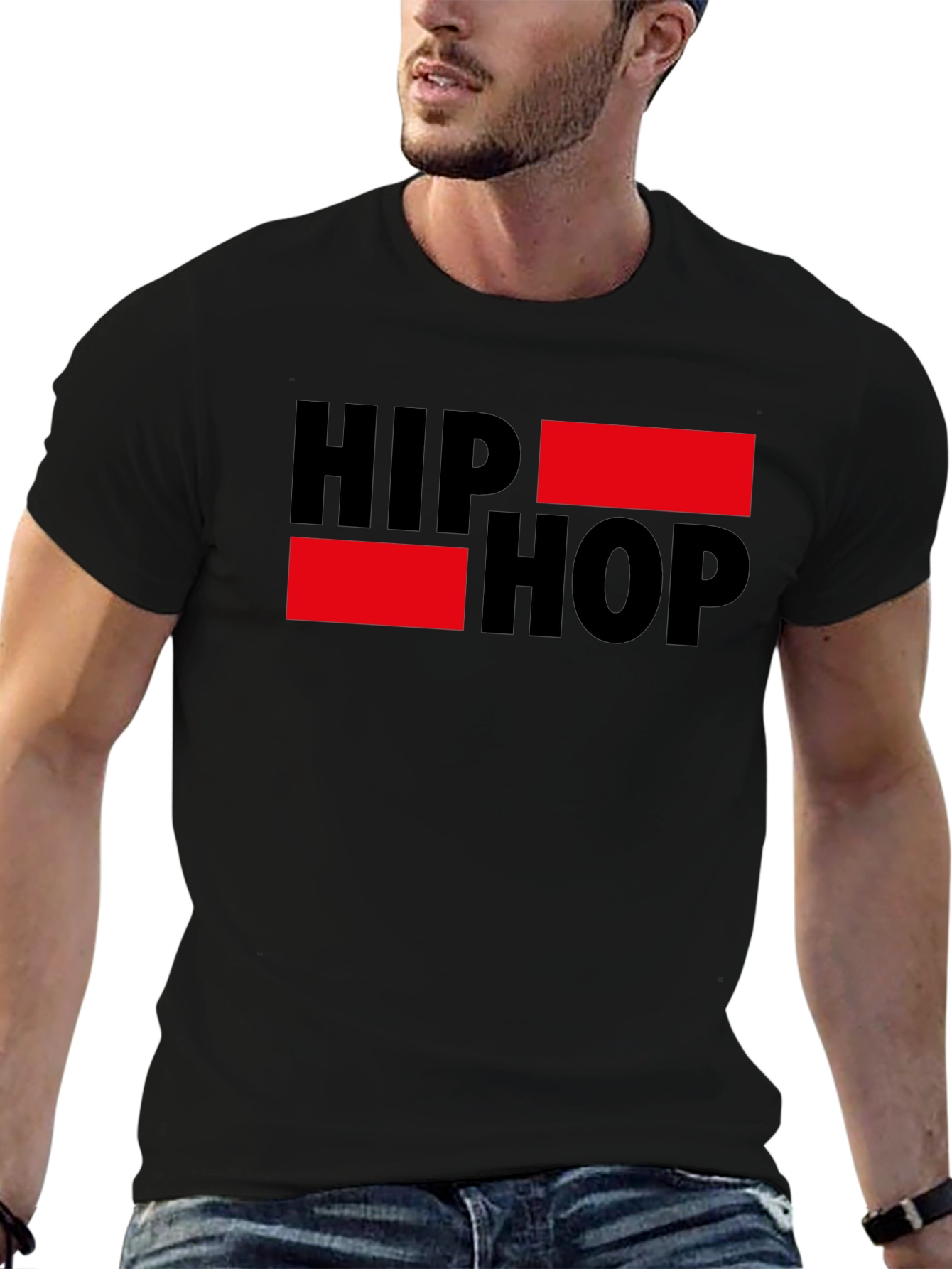 Hip Hop Graphic Tee - Black Short Sleeve
