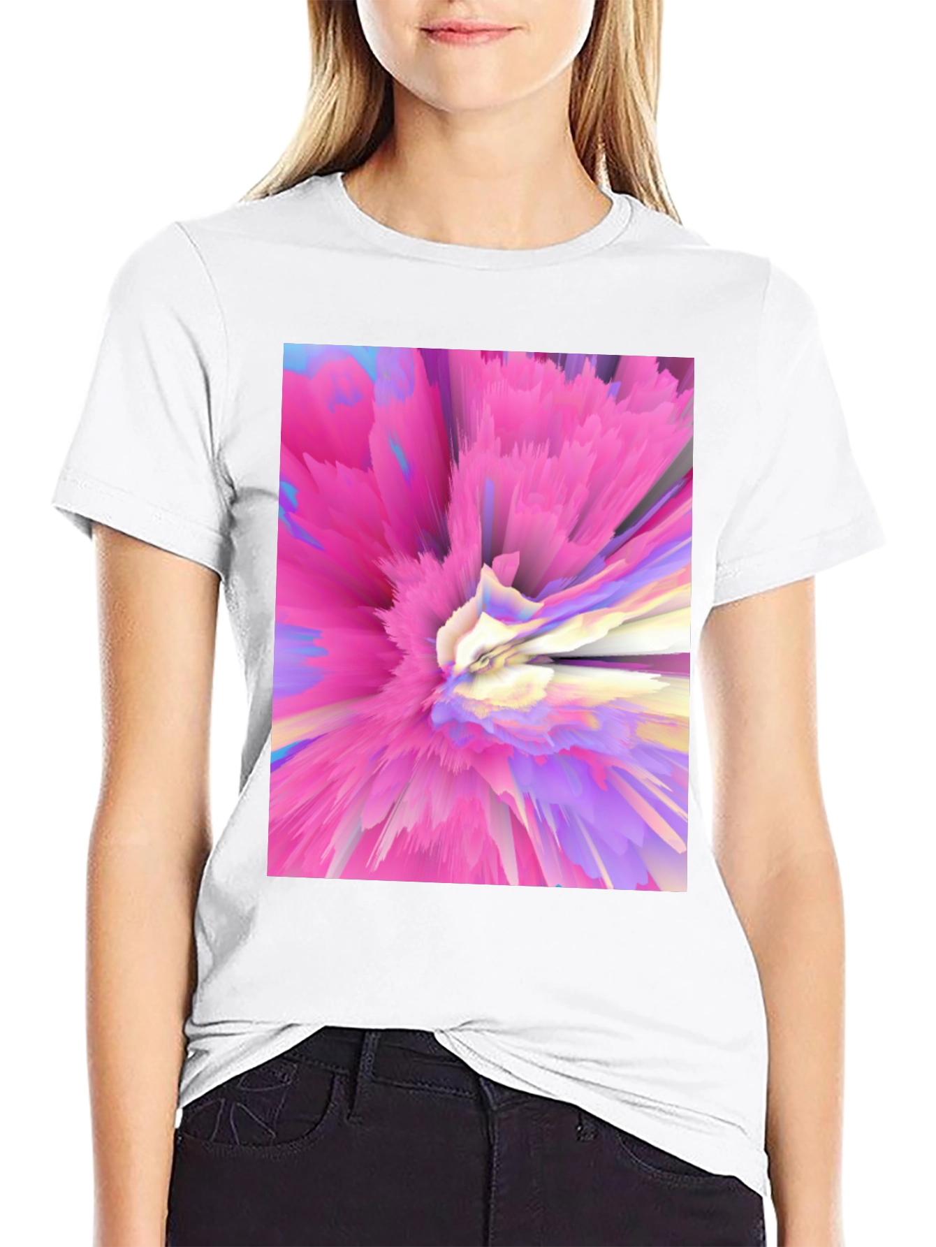 Abstract Pink Burst Graphic Tee
