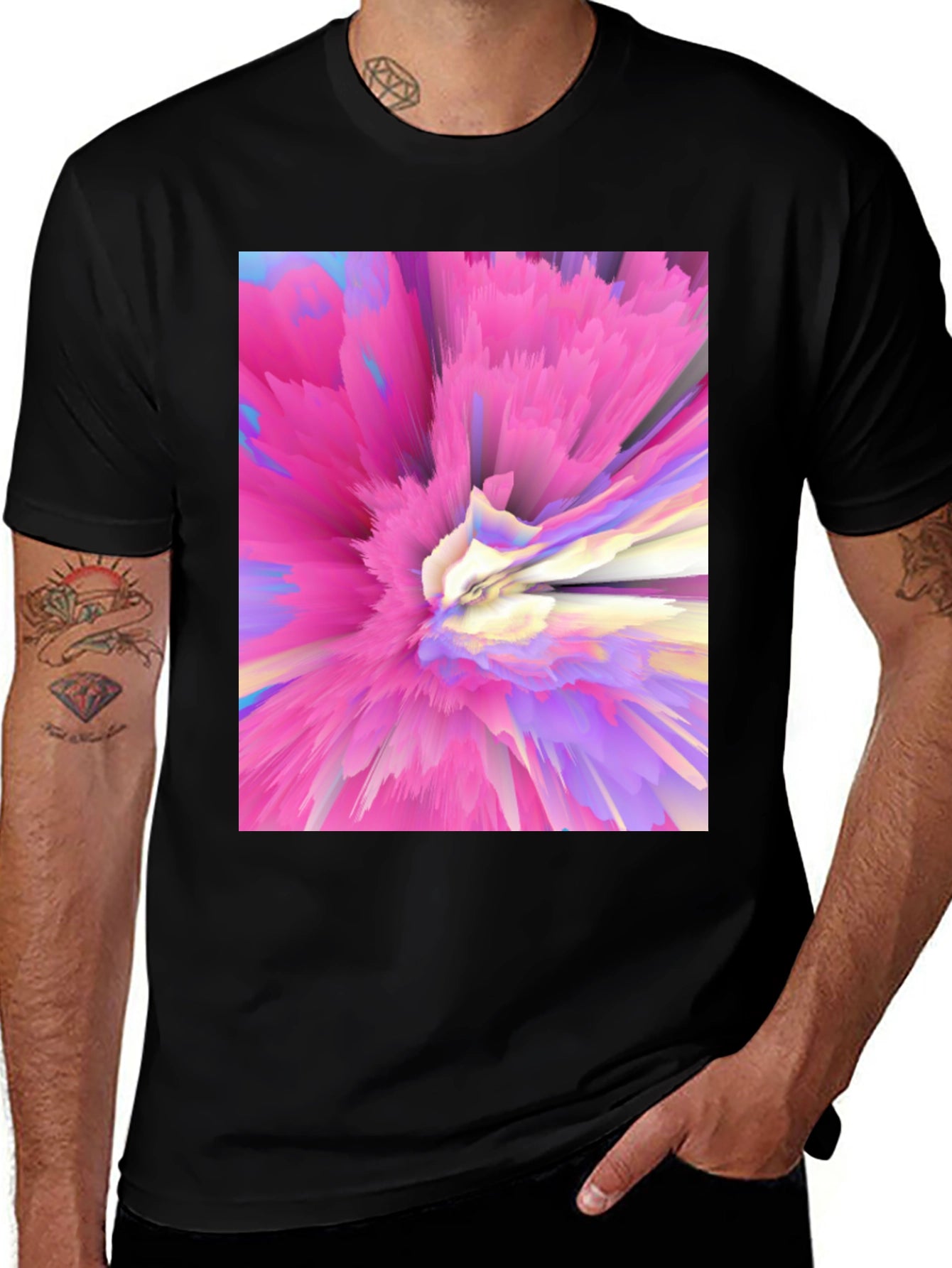 Abstract Pink Burst Graphic Tee
