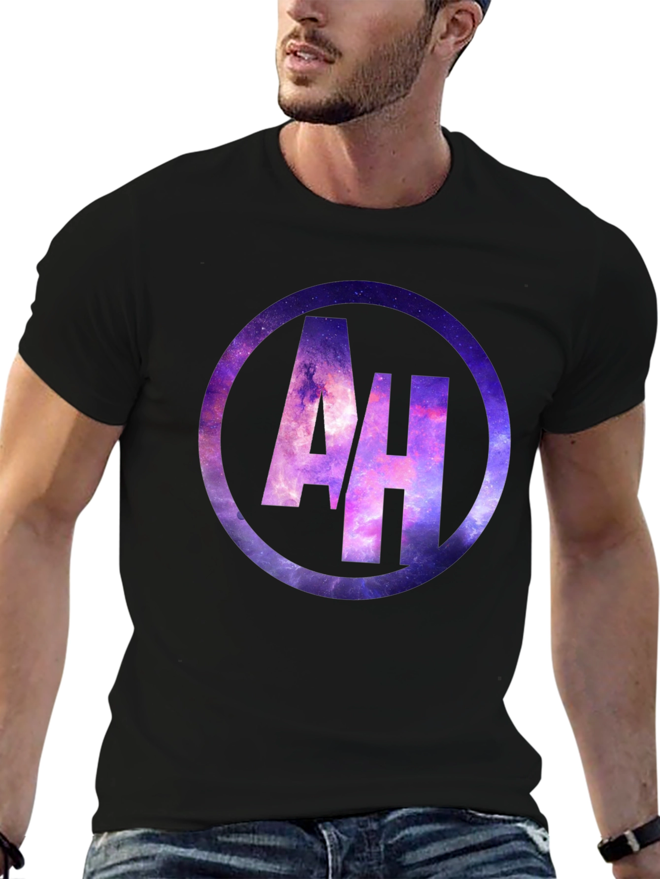 AH Galaxy Circle Graphic Black T-Shirt