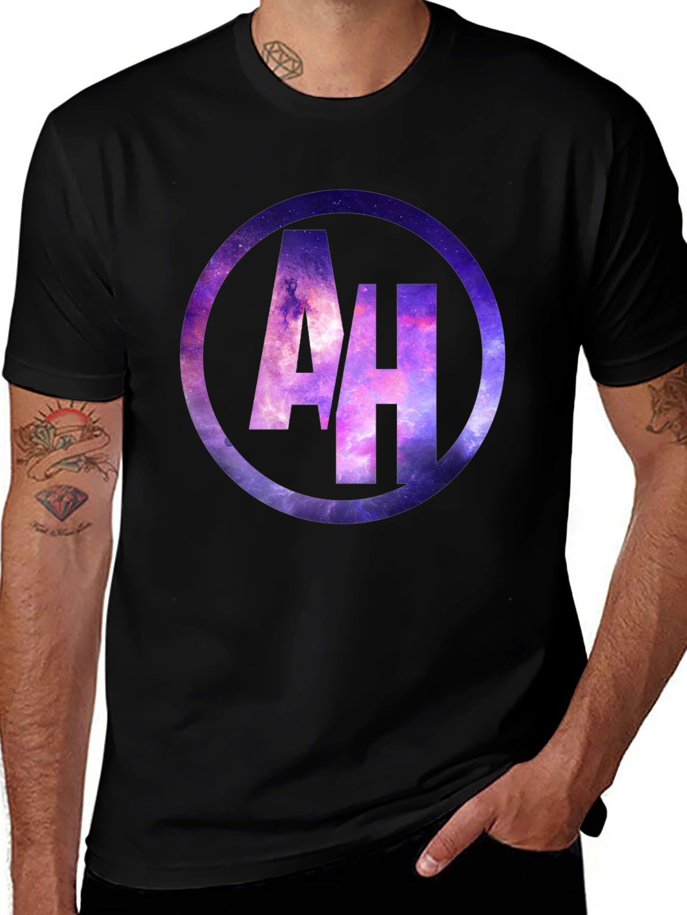 AH Galaxy Circle Graphic Black T-Shirt