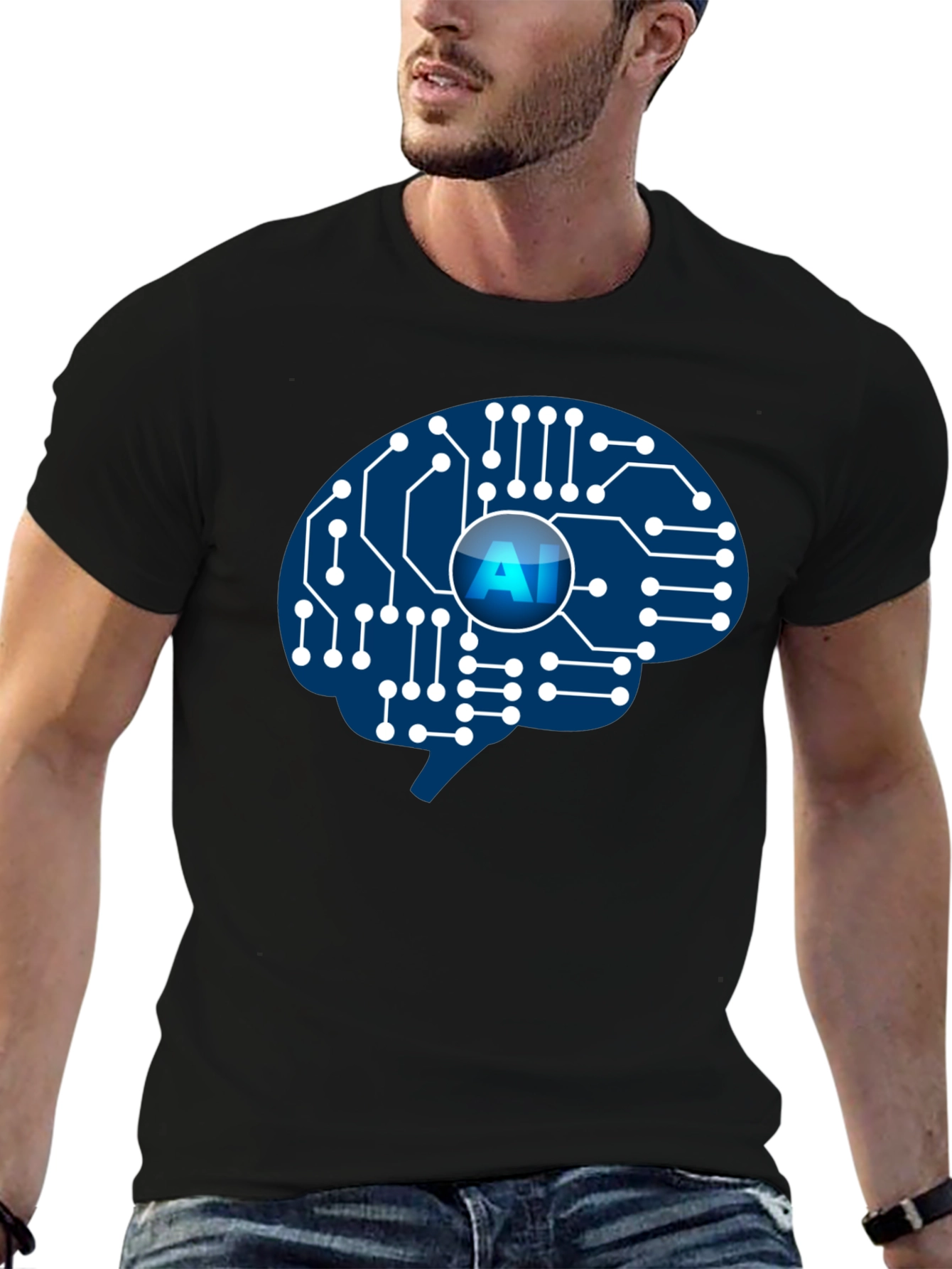 AI Brain Circuit T-Shirt - Smart Tech Design