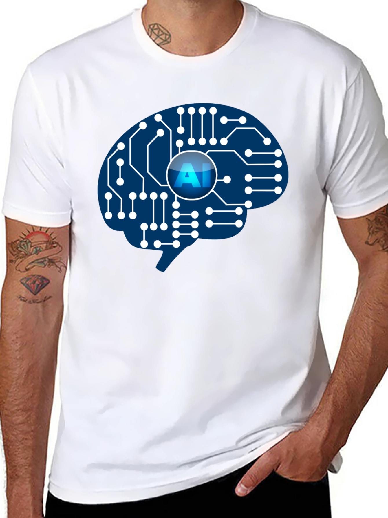 AI Brain Circuit T-Shirt - Smart Tech Design