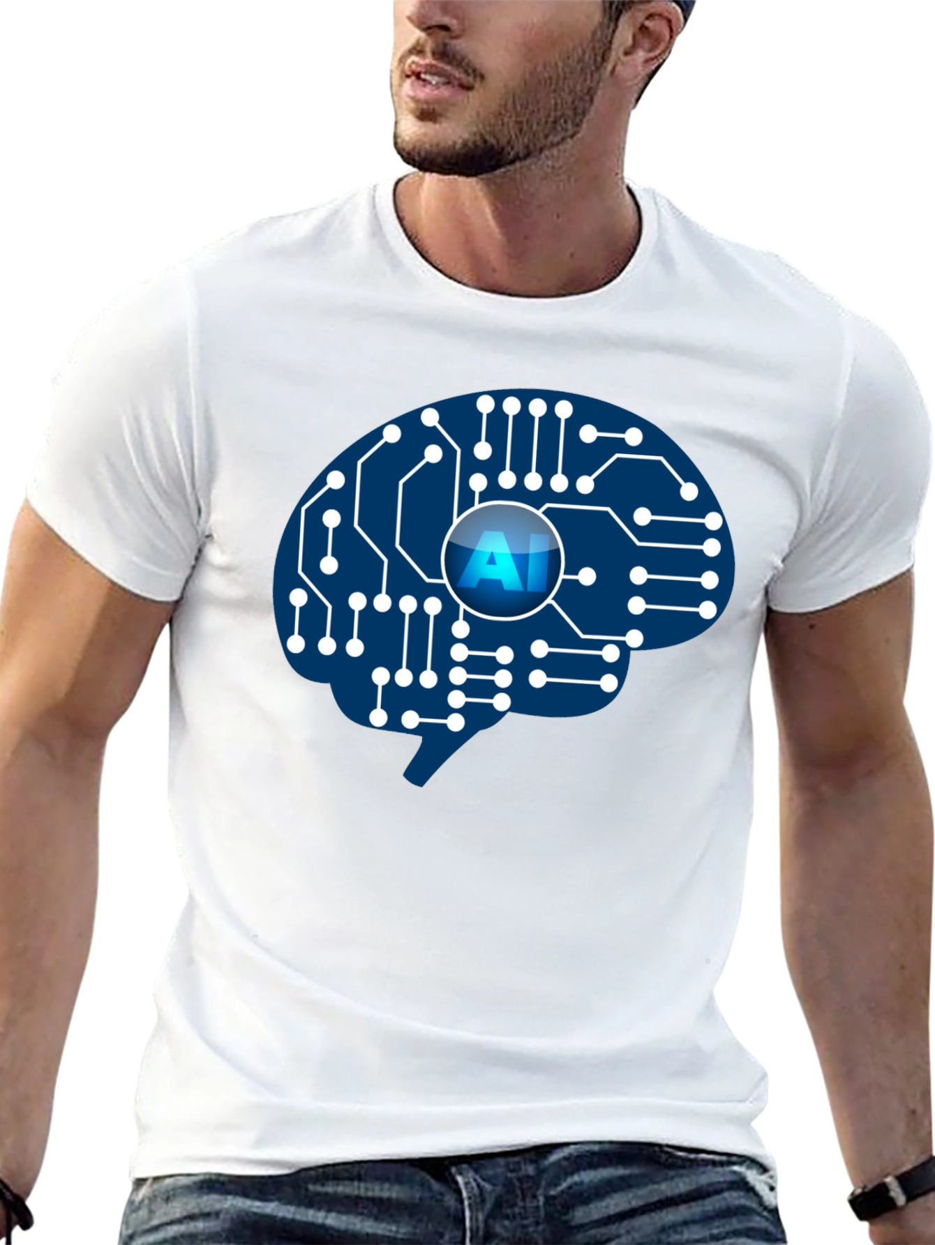 AI Brain Circuit T-Shirt - Smart Tech Design