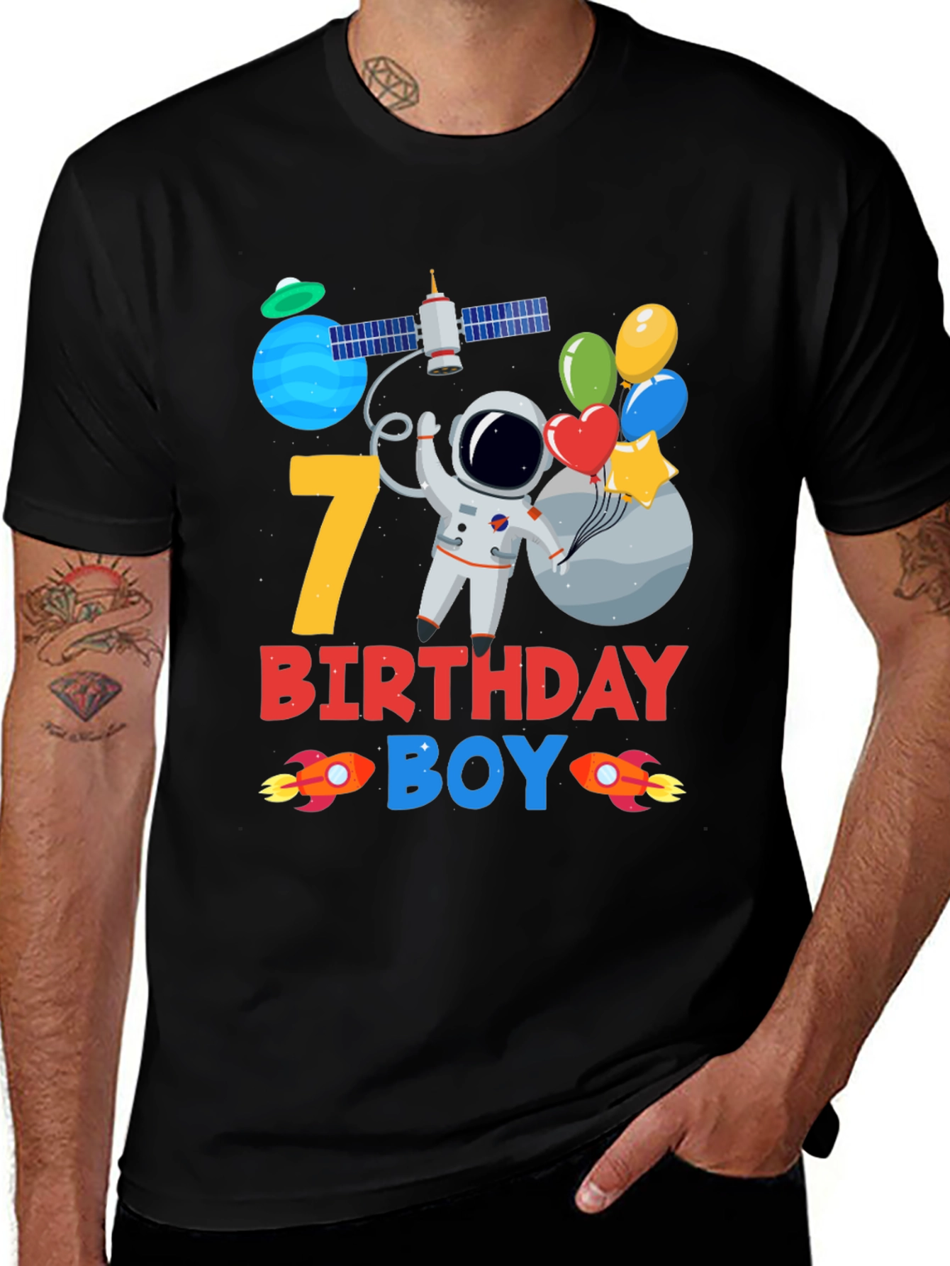 7th Birthday Boy Astronaut T-Shirt