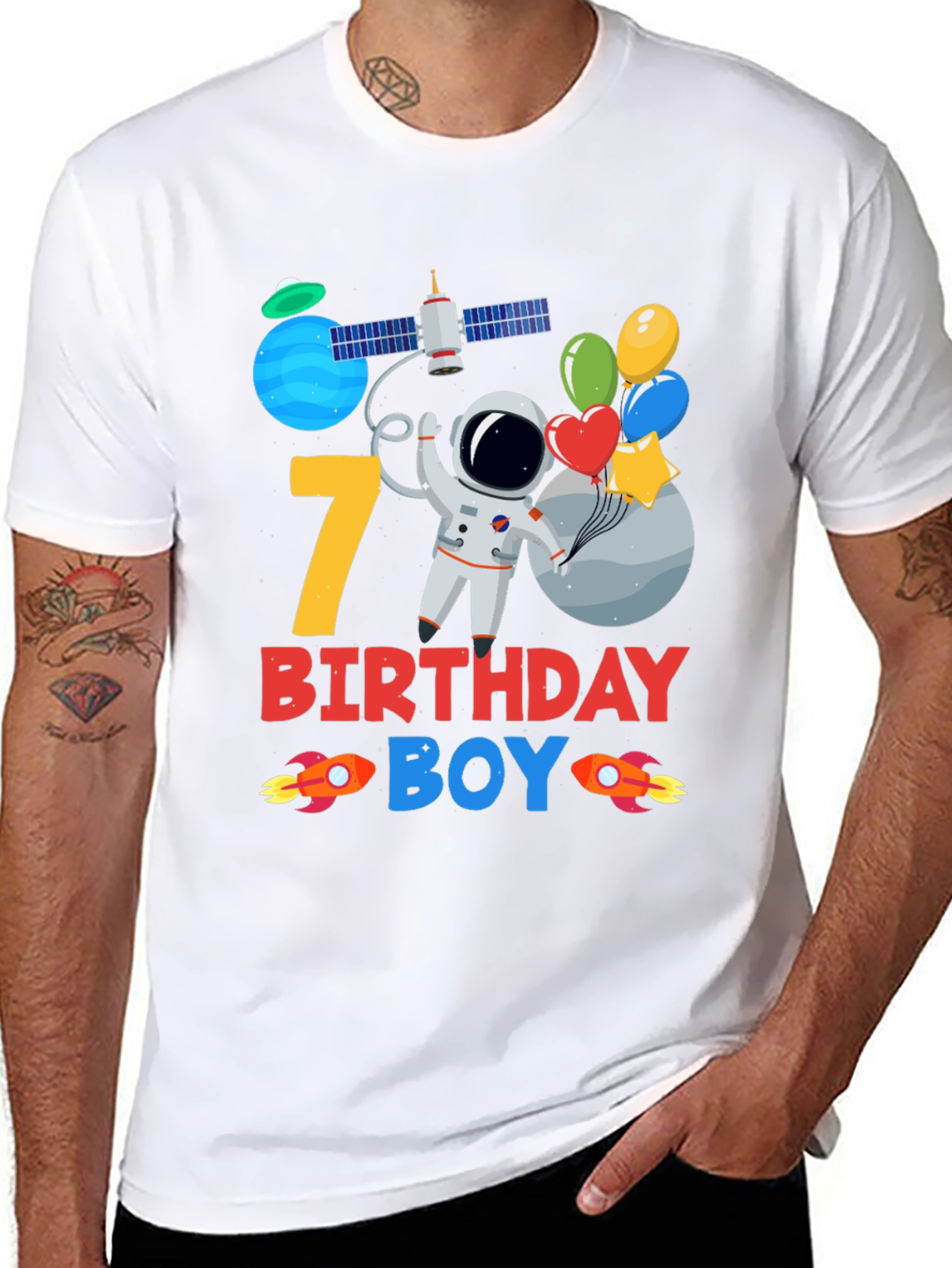 7th Birthday Boy Astronaut T-Shirt