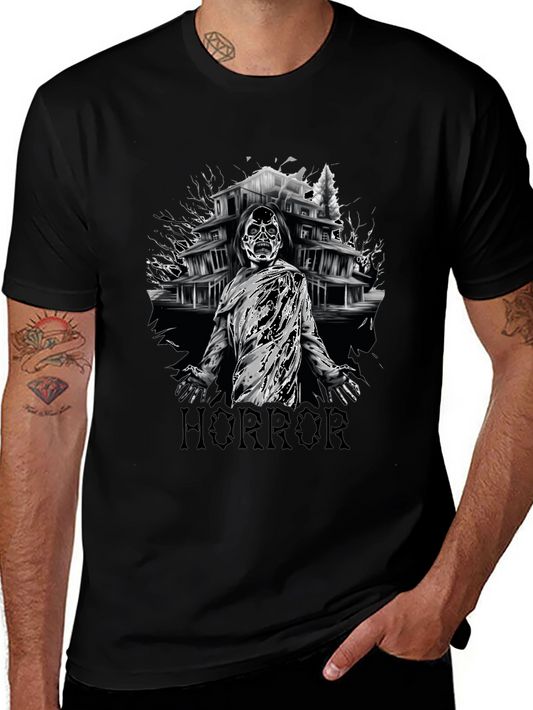 Horror Graphic T-Shirt - Spooky Zombie House Tee