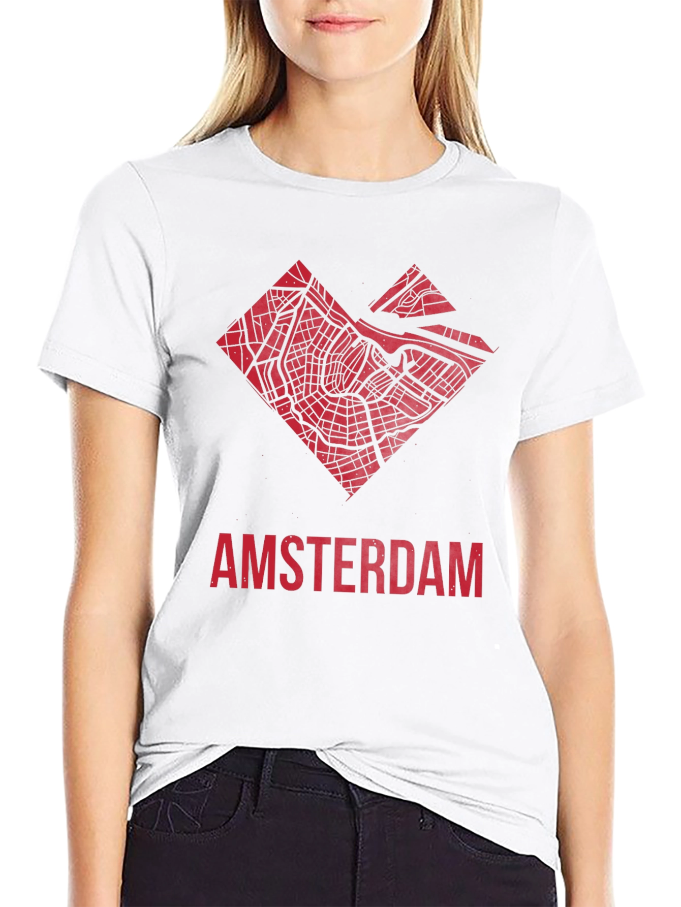 Amsterdam Map Graphic Tee - Heart Design