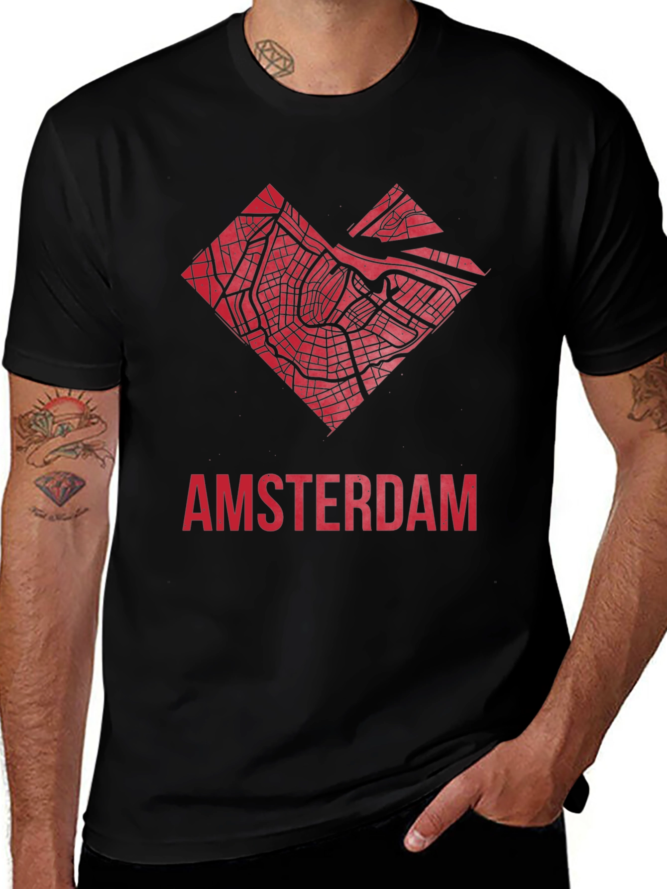 Amsterdam Map Graphic Tee - Heart Design