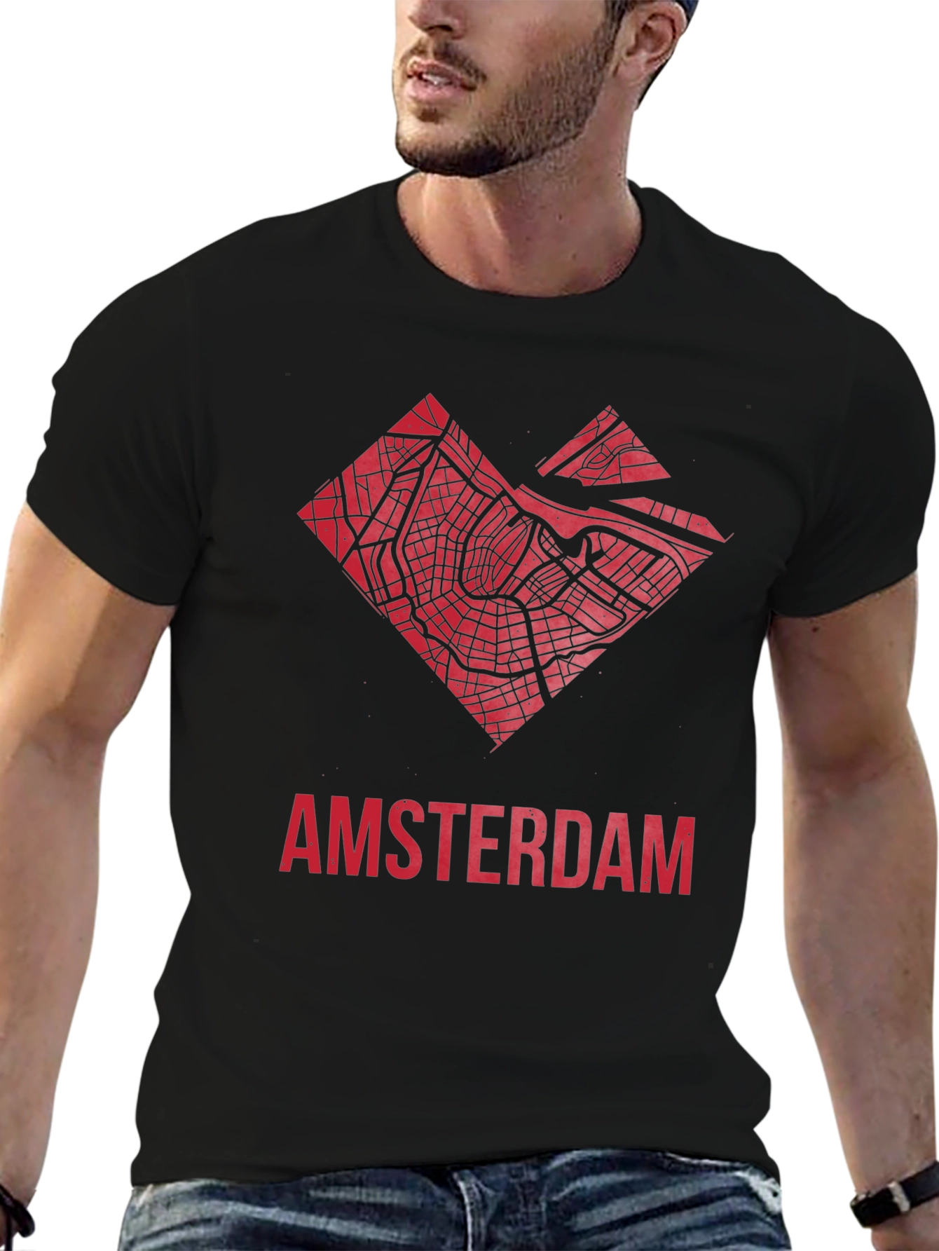Amsterdam Map Graphic Tee - Heart Design