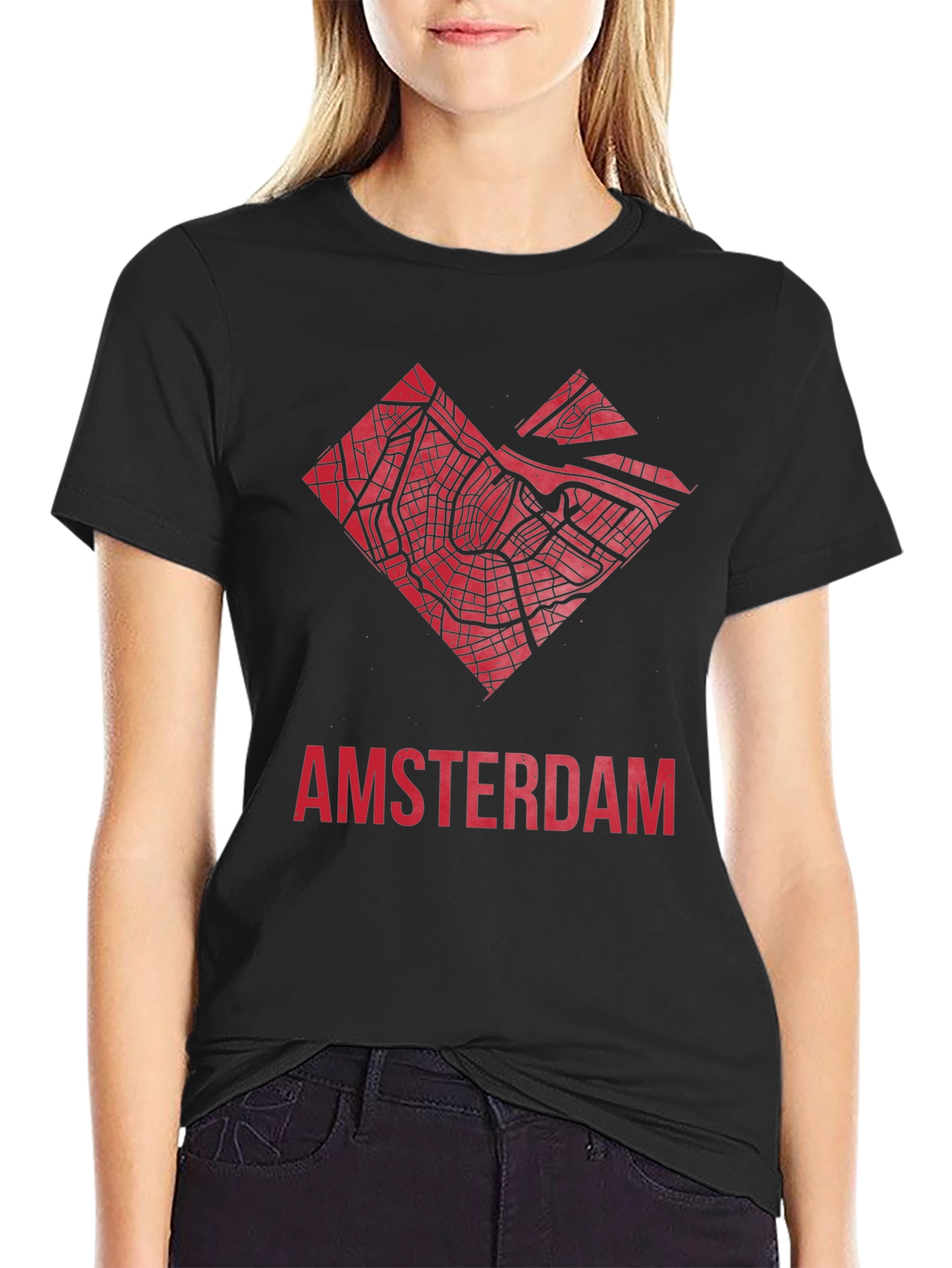 Amsterdam Map Graphic Tee - Heart Design