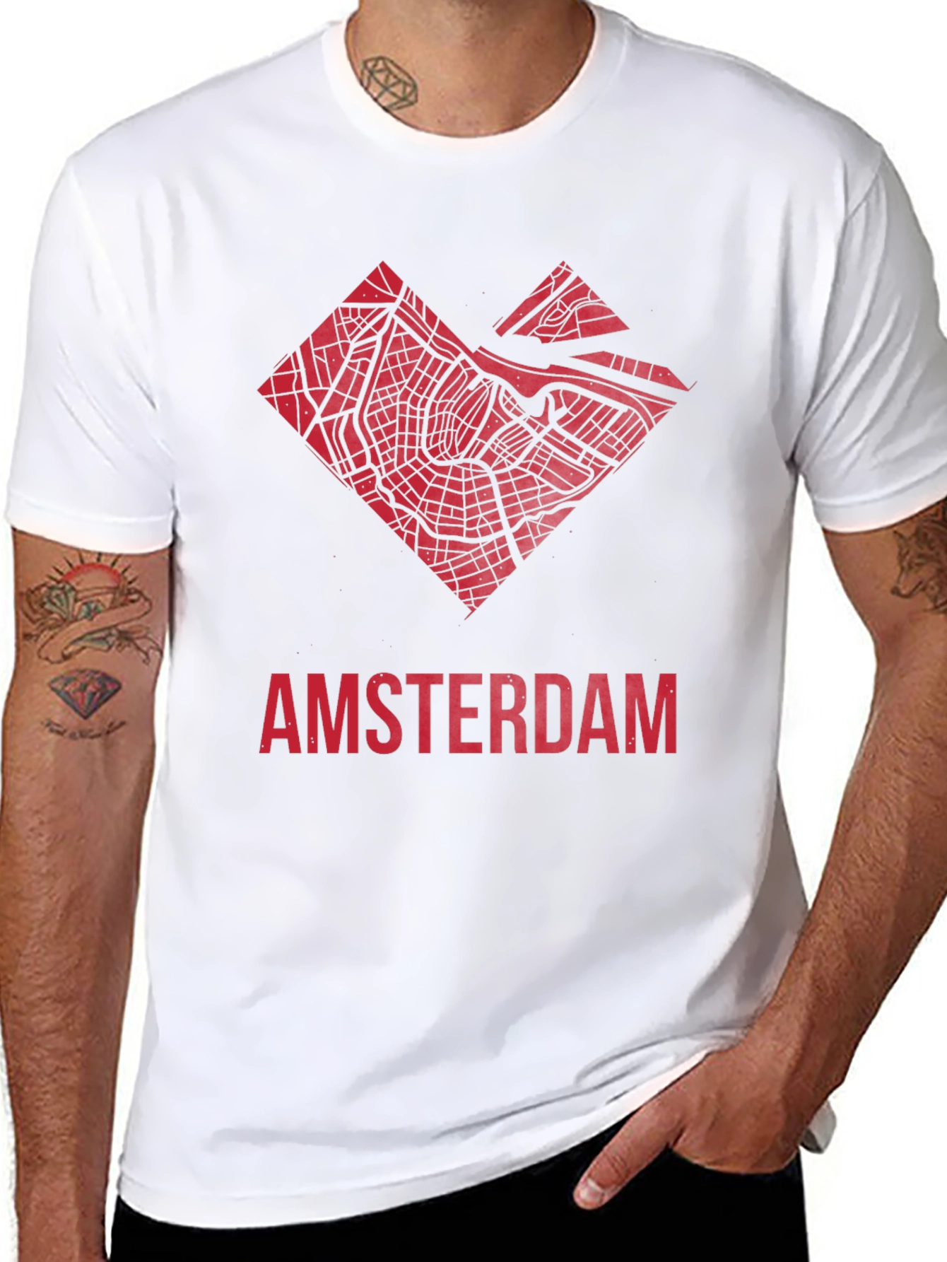 Amsterdam Map Graphic Tee - Heart Design