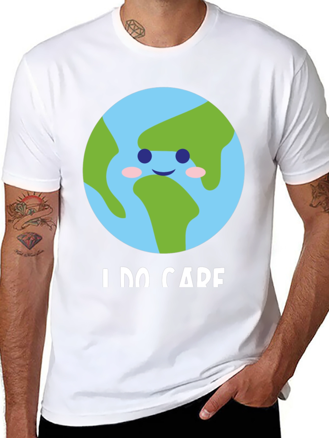 I Do Care Earth Graphic Tee -  Eco-Friendly Shirt
