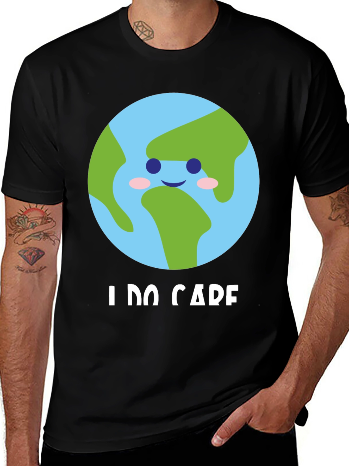 I Do Care Earth Graphic Tee -  Eco-Friendly Shirt