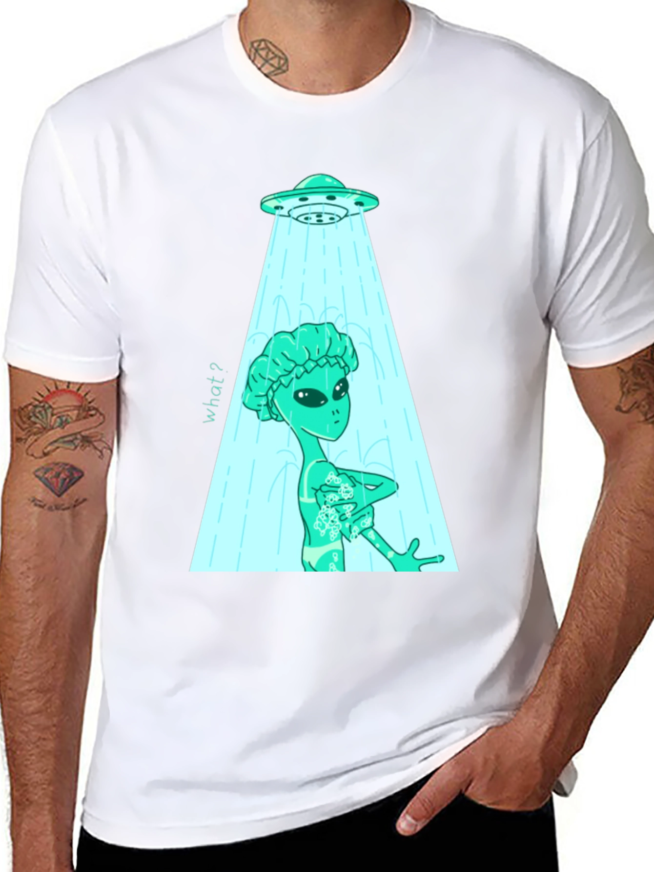 Alien Shower T-Shirt - Funny UFO Abduction Tee