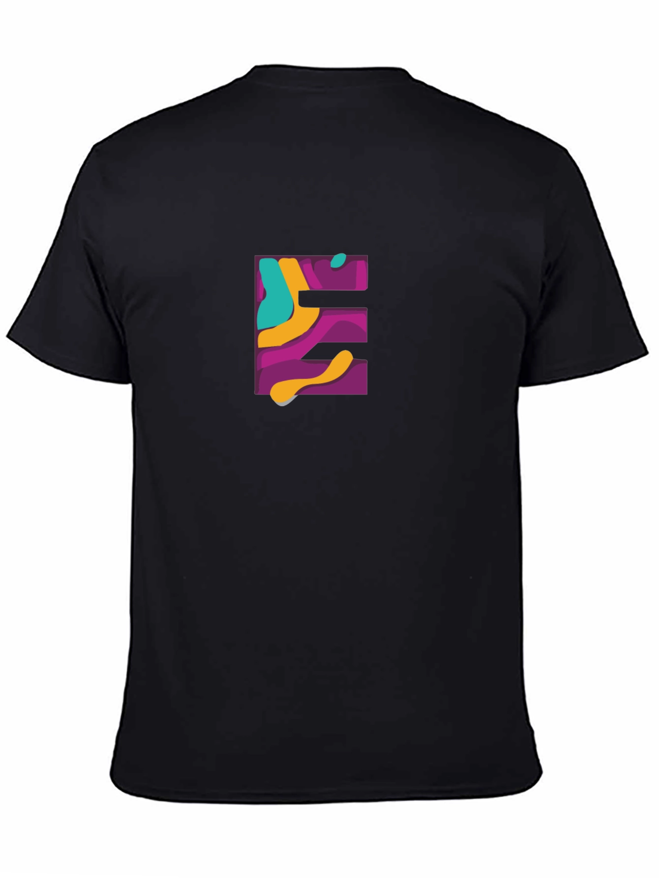 Abstract E Graphic Black T-Shirt