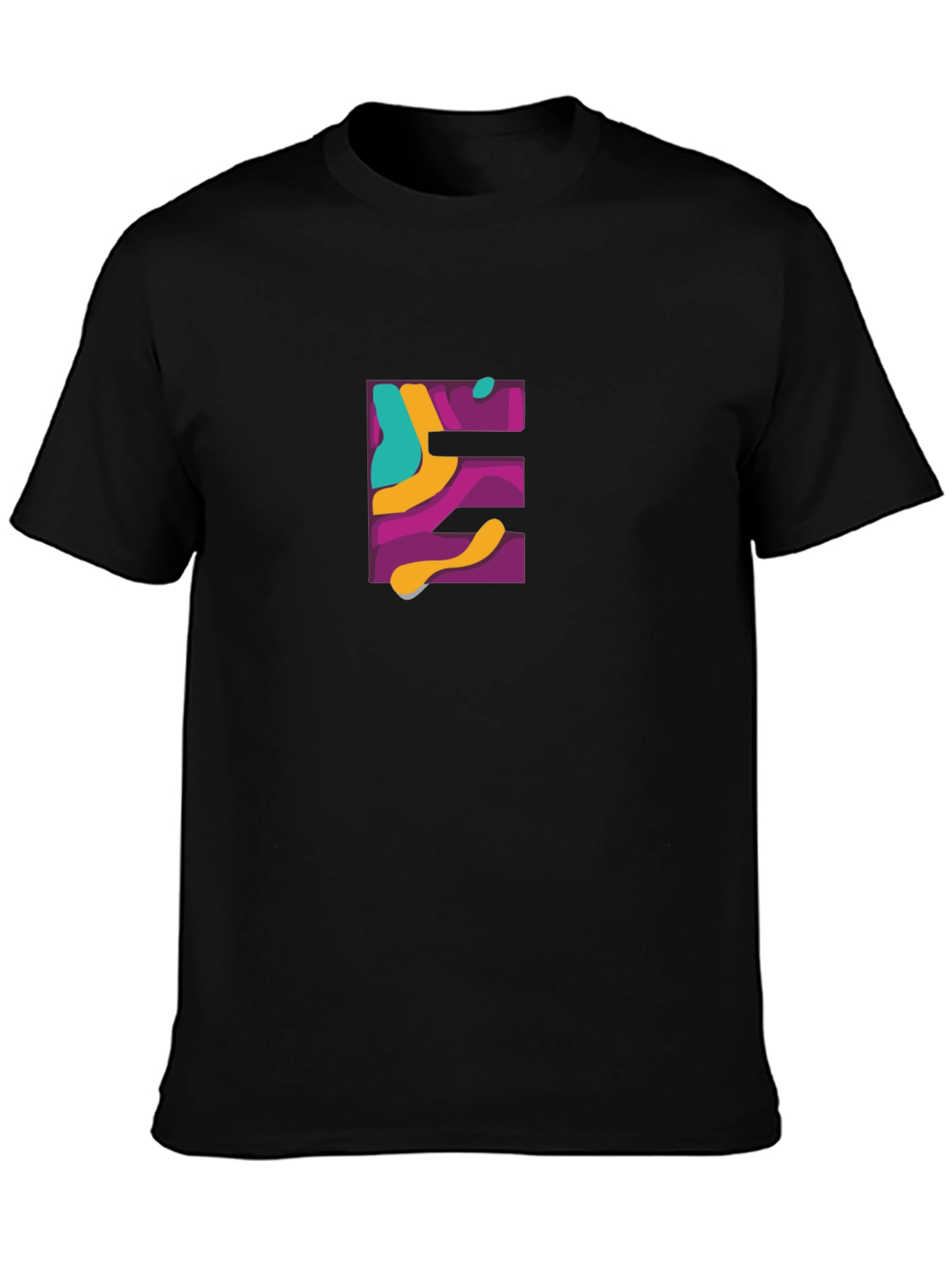 Abstract E Graphic Black T-Shirt