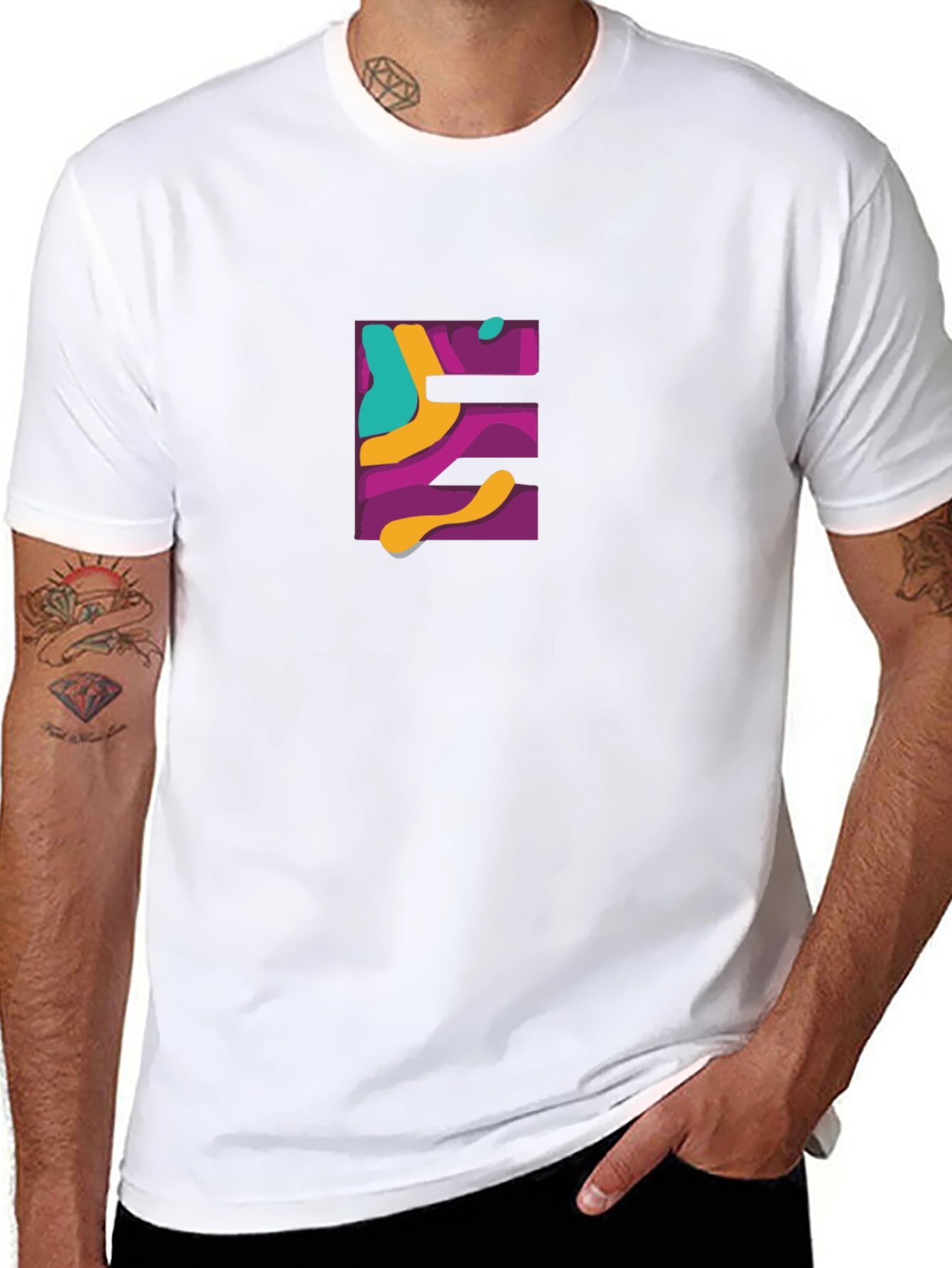 Abstract E Graphic Black T-Shirt