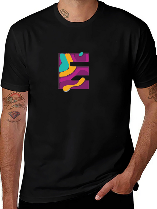 Abstract E Graphic Black T-Shirt