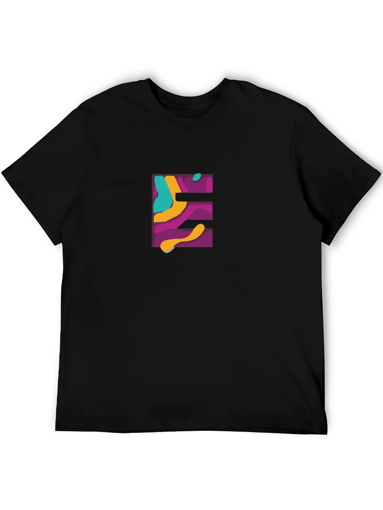 Abstract E Graphic Black T-Shirt