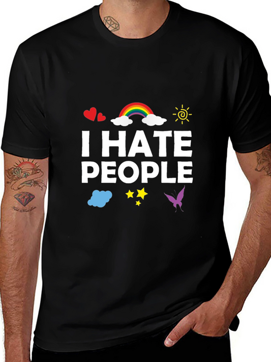 I Hate People Graphic T-Shirt - Rainbow Unicorn Design