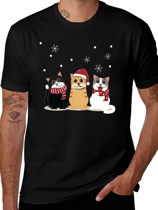 Holiday Cats Black T-Shirt