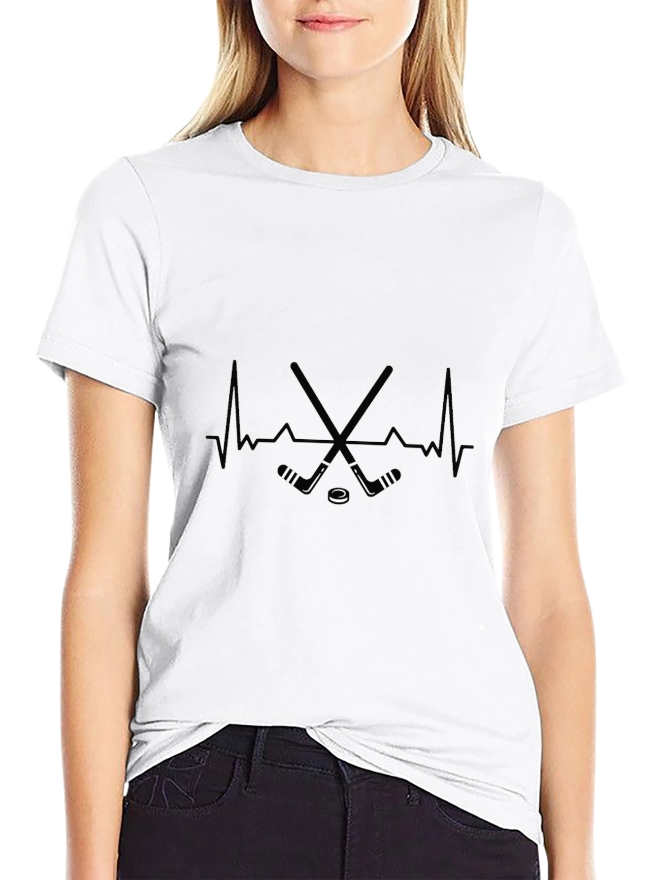 Hockey Heartbeat Graphic T-Shirt - Black