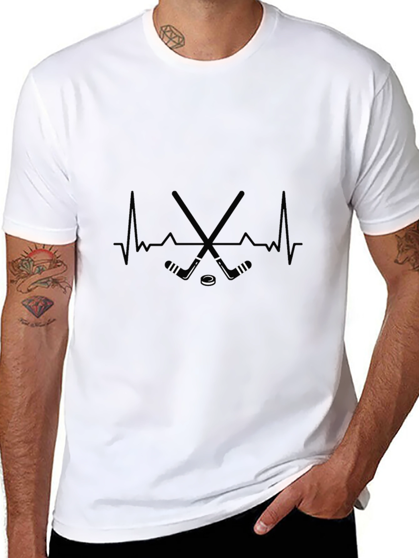 Hockey Heartbeat Graphic T-Shirt - Black