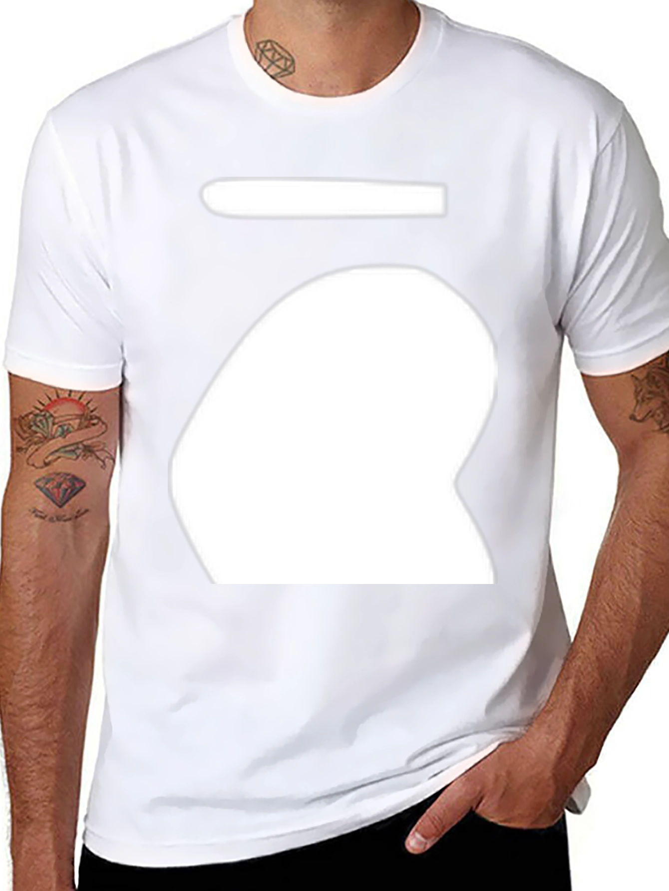 Abstract White Shape Black T-Shirt
