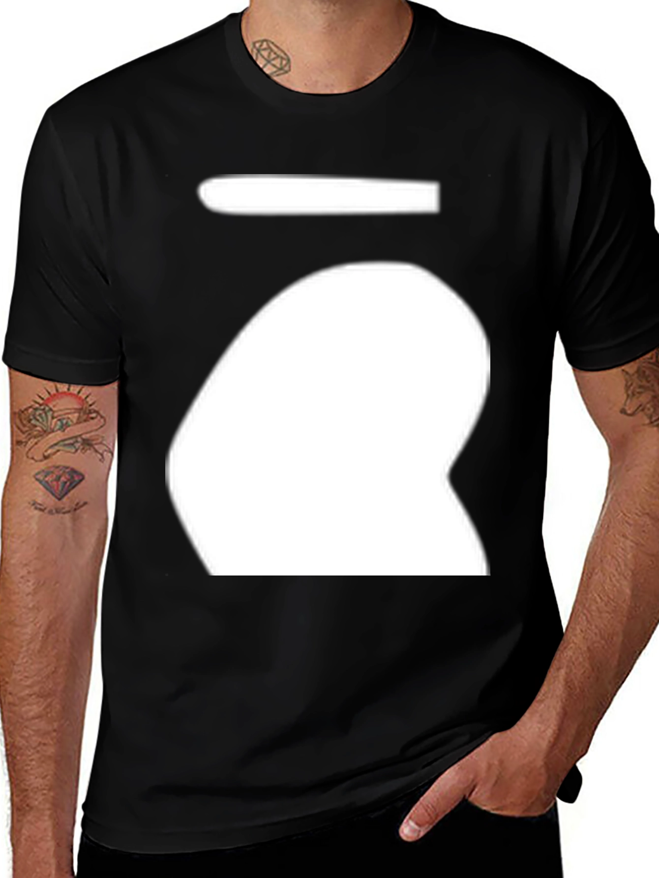Abstract White Shape Black T-Shirt