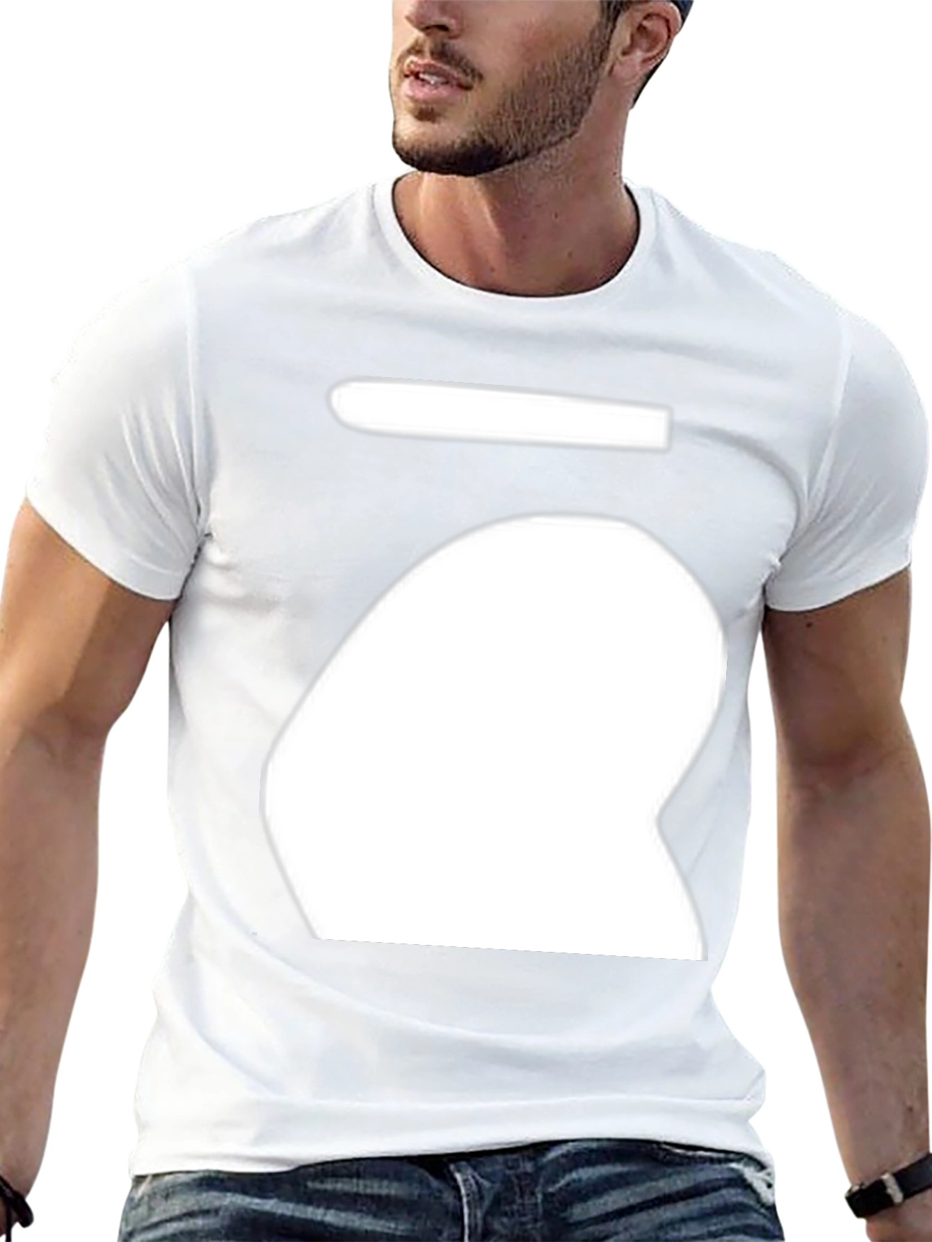 Abstract White Shape Black T-Shirt