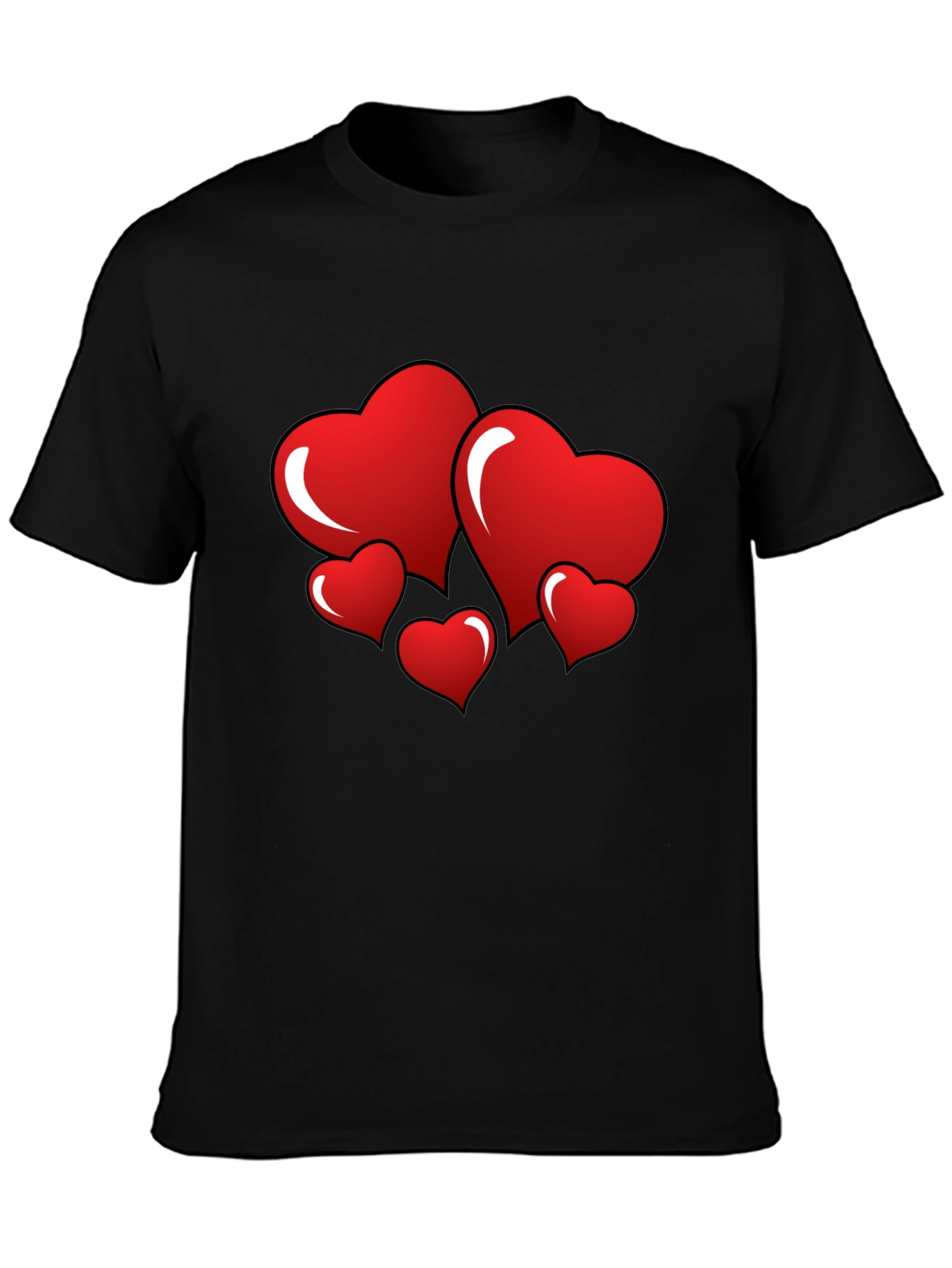 Heart Graphic Black T-Shirt - Love Design