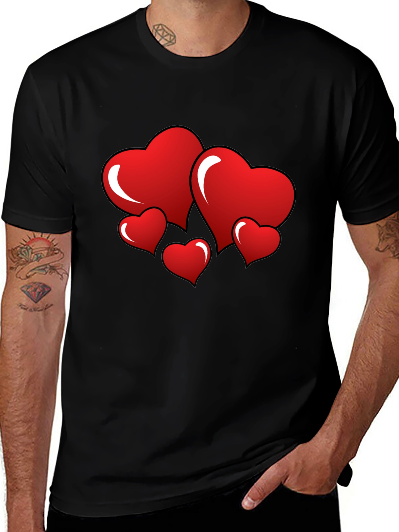 Heart Graphic Black T-Shirt - Love Design