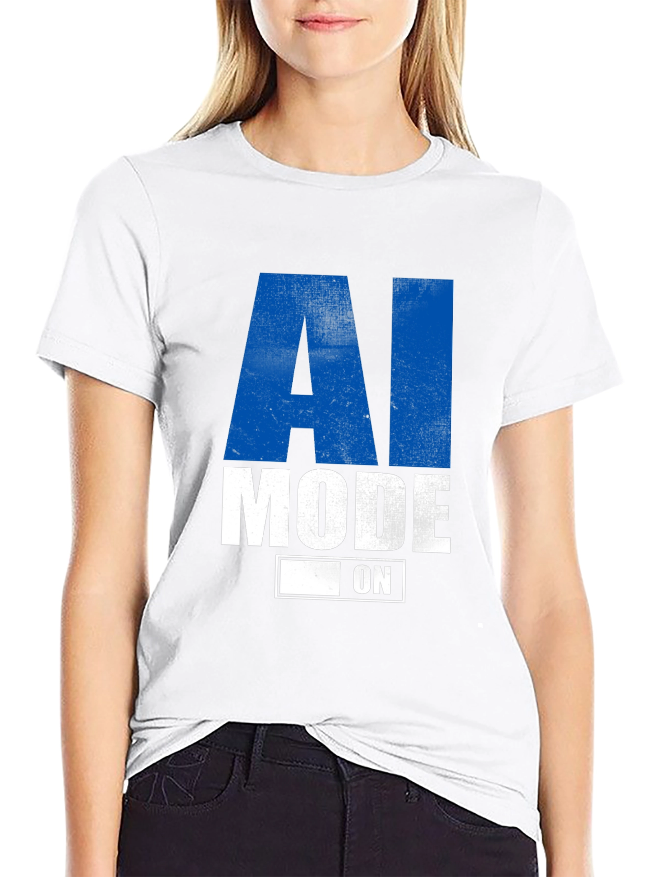 AI Mode On Graphic Tee - Black Casual T-Shirt