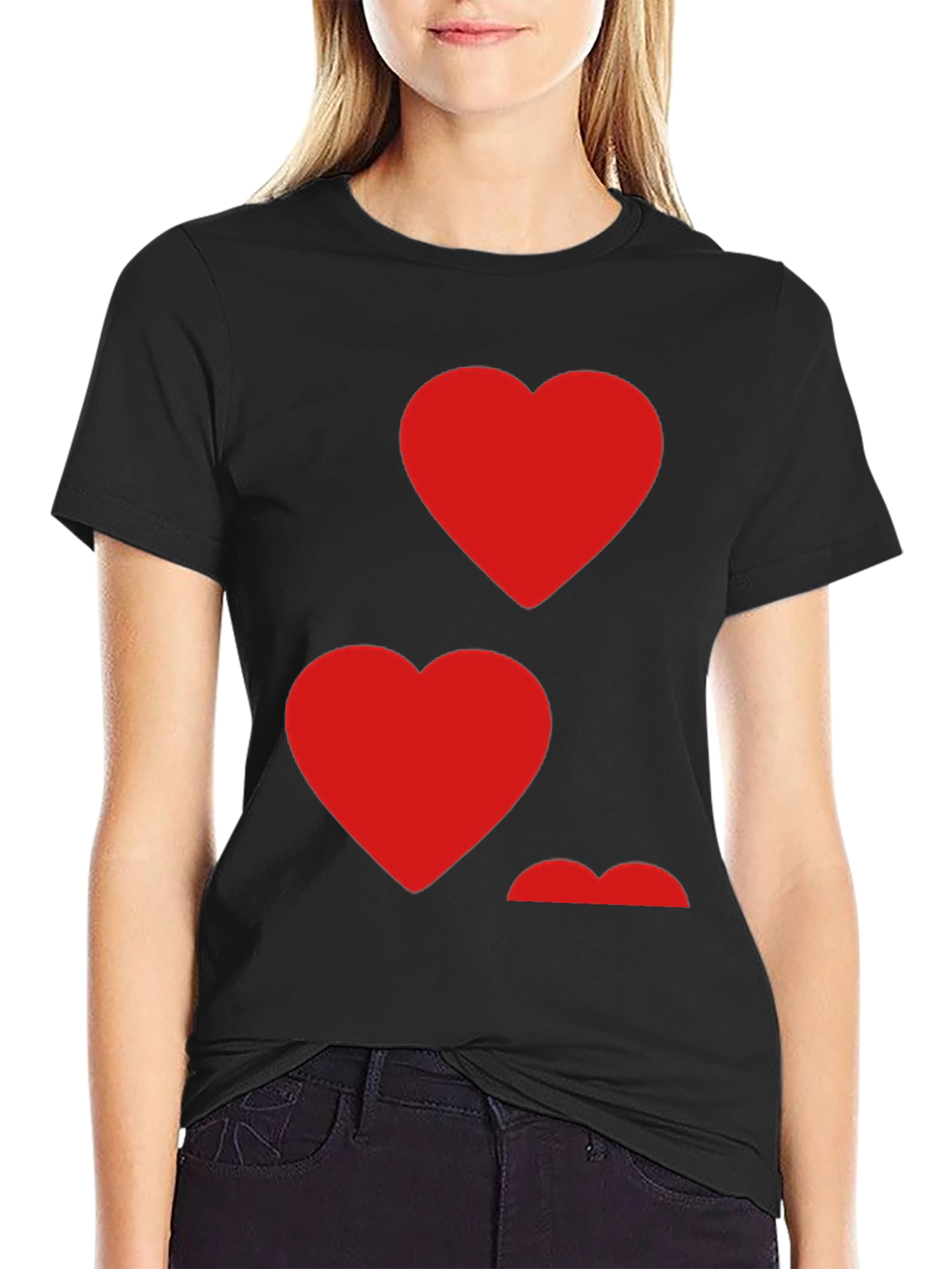 Heart Pattern Crew Neck Mens T-Shirt