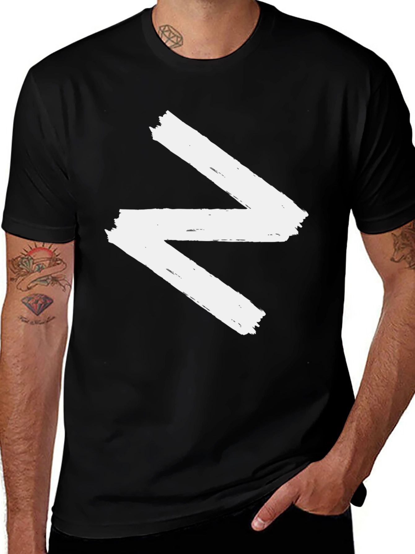Abstract Zig-Zag Graphic Black T-Shirt
