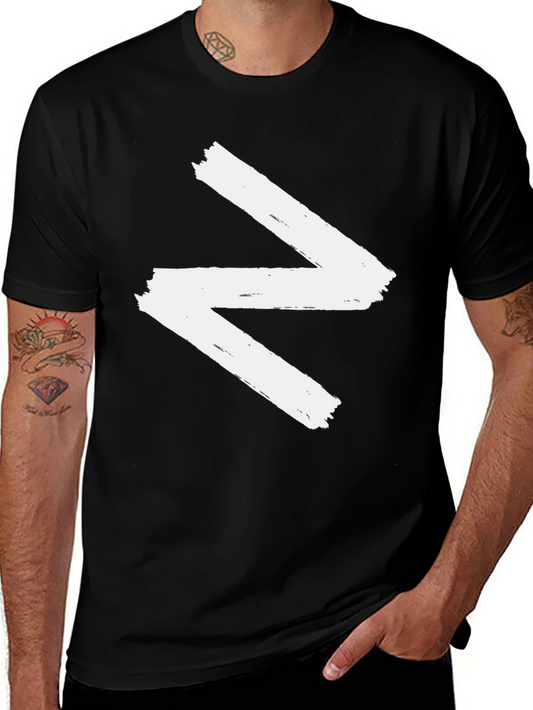 Abstract Zig-Zag Graphic Black T-Shirt