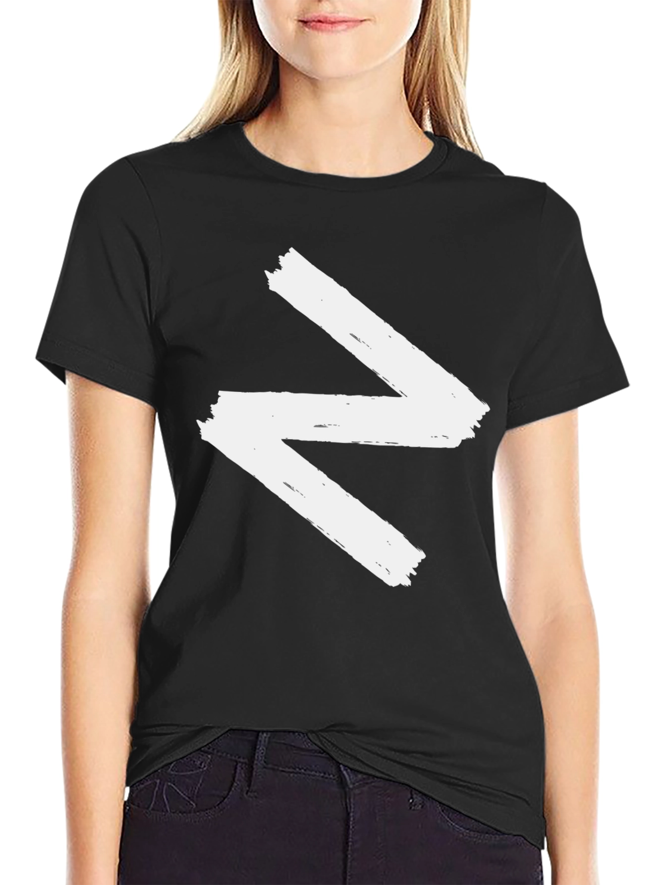 Abstract Zig-Zag Graphic Black T-Shirt